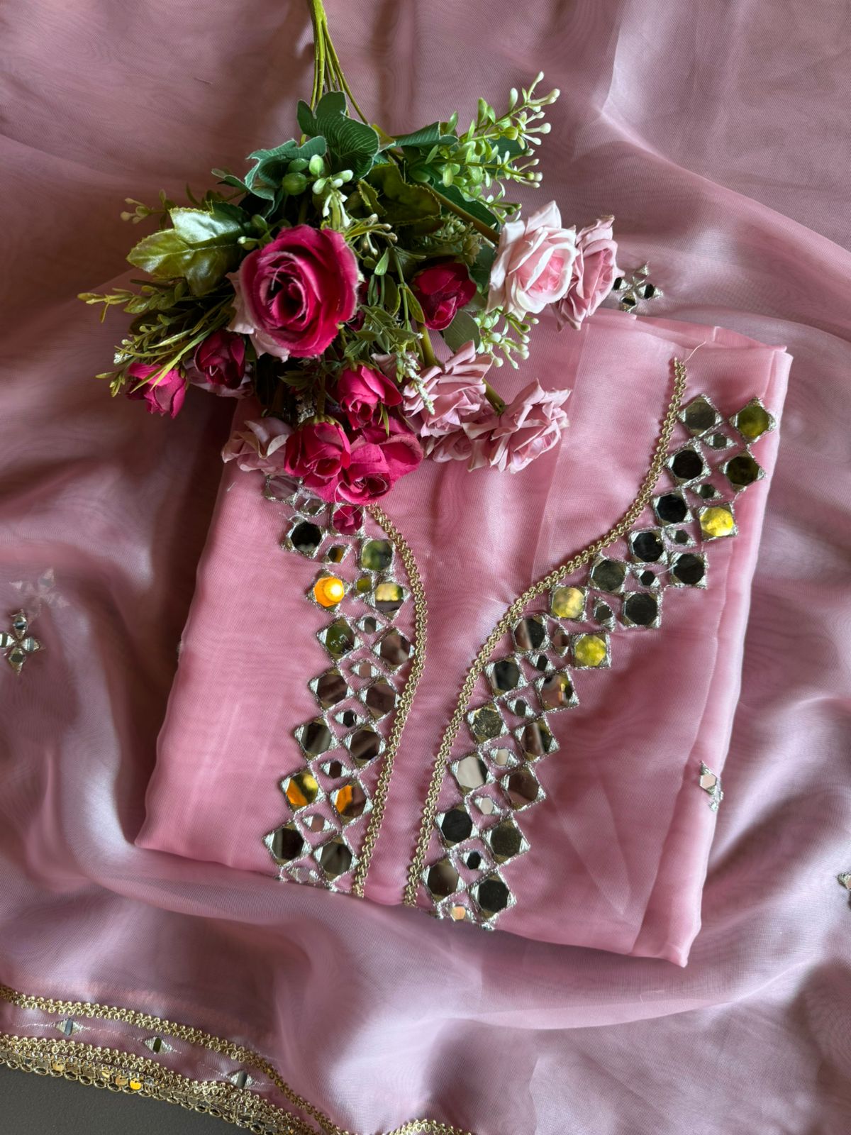 Soft organza unstitched Suits with beautiful original