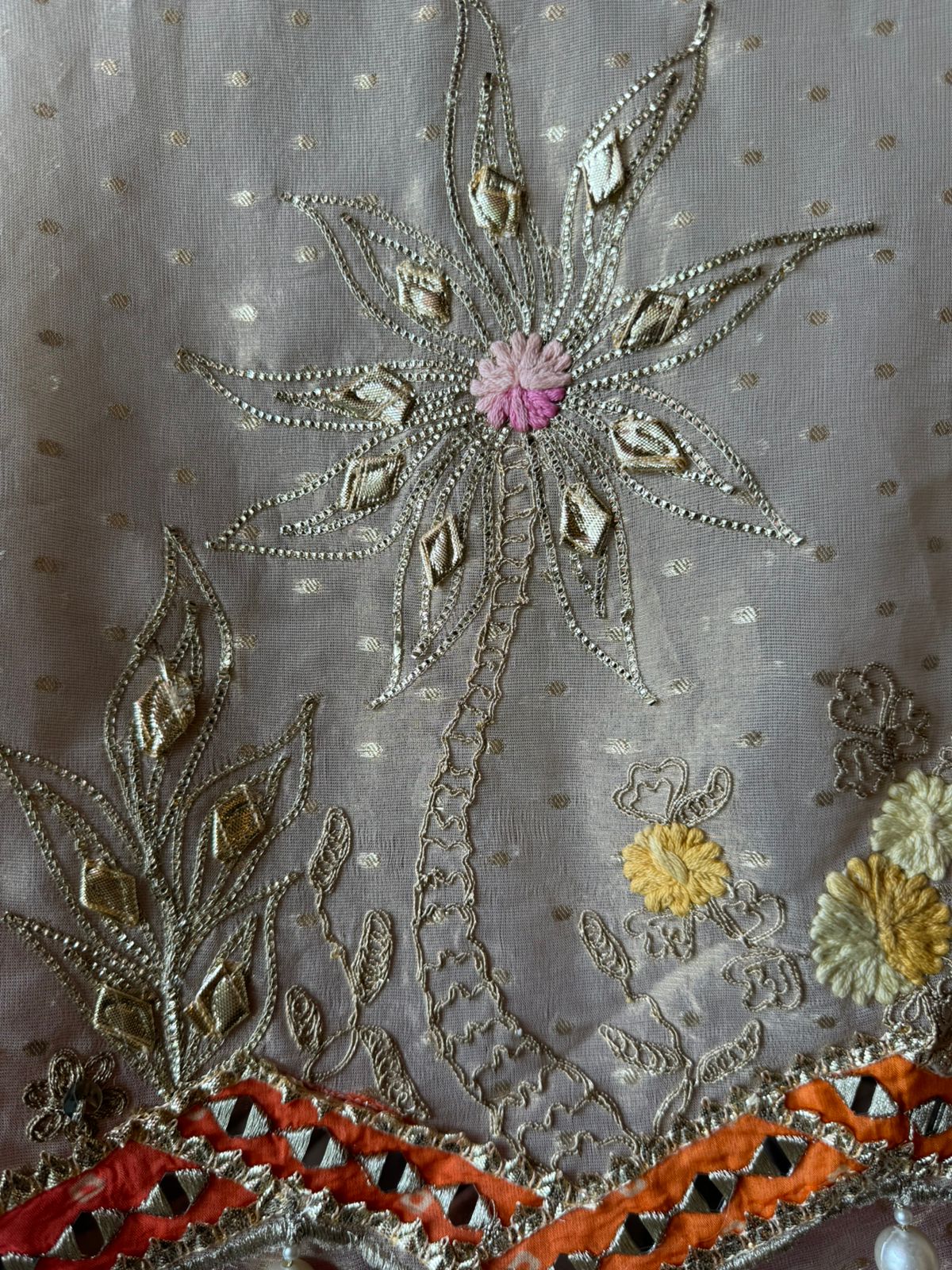 Pure tissue Unstitched Bootiedaar shirt , Ivory in colour