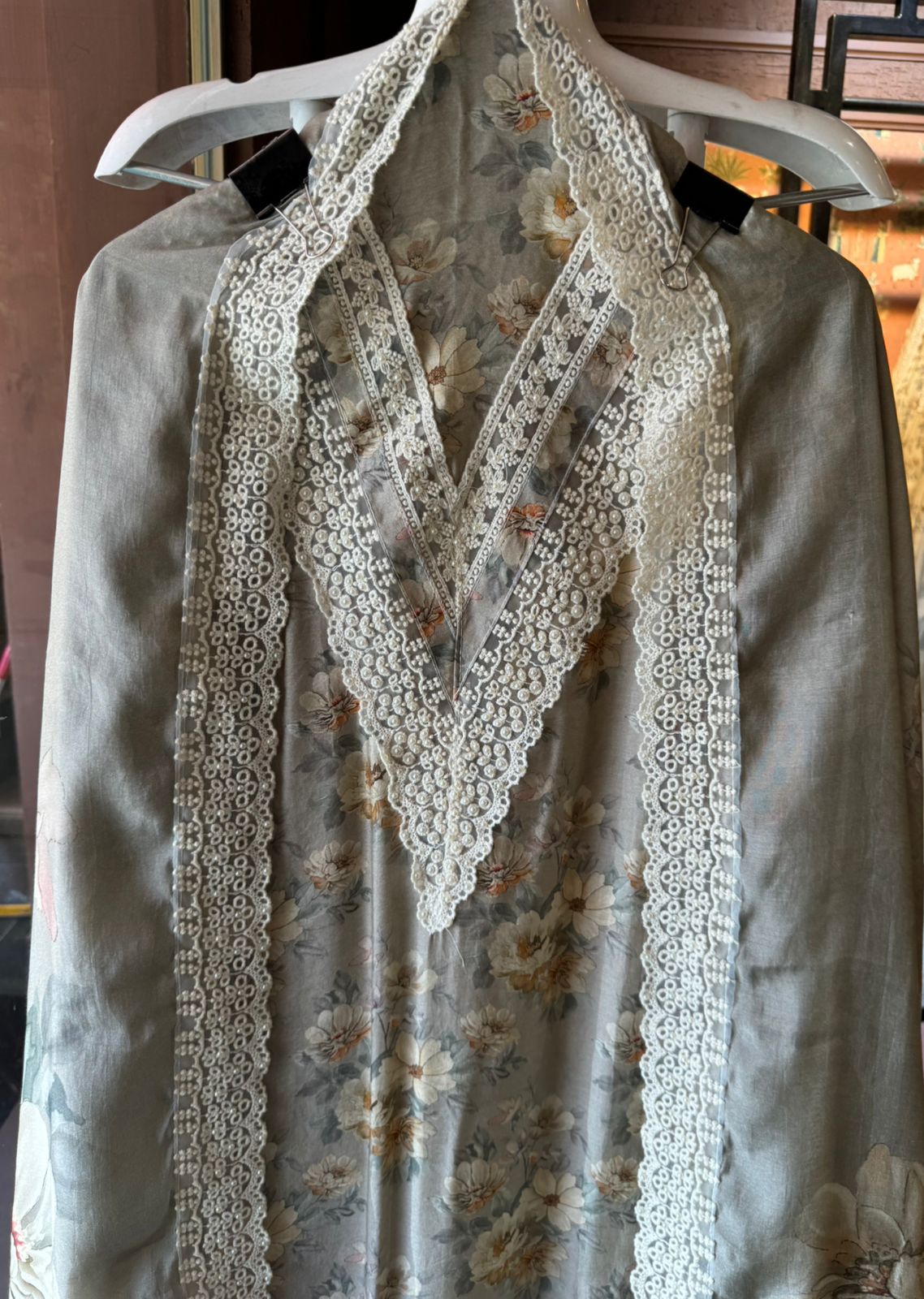 Pure muslin suits with Florak digital printing done on the shirt front and back