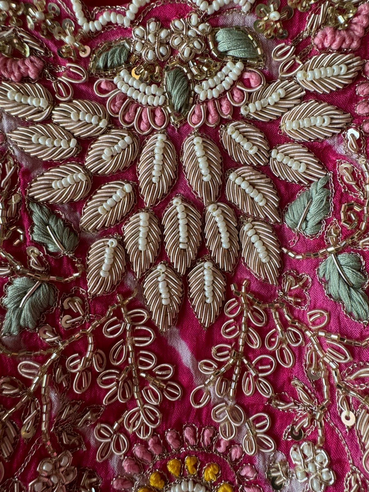 Stitched Set with Lehriya printed Cape with dabka work on it