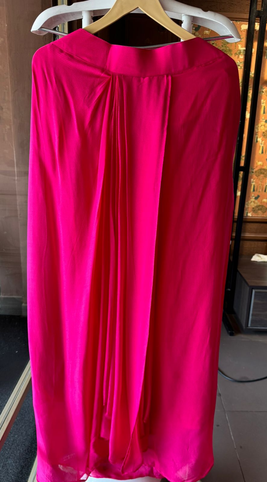 Stitched Set with Lehriya printed Cape with dabka work on it