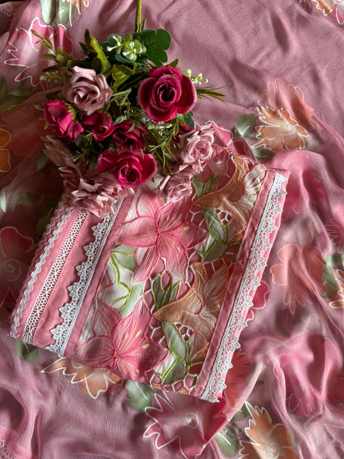 Pure soft organza  unstitched Suit Very nice and summerish concept