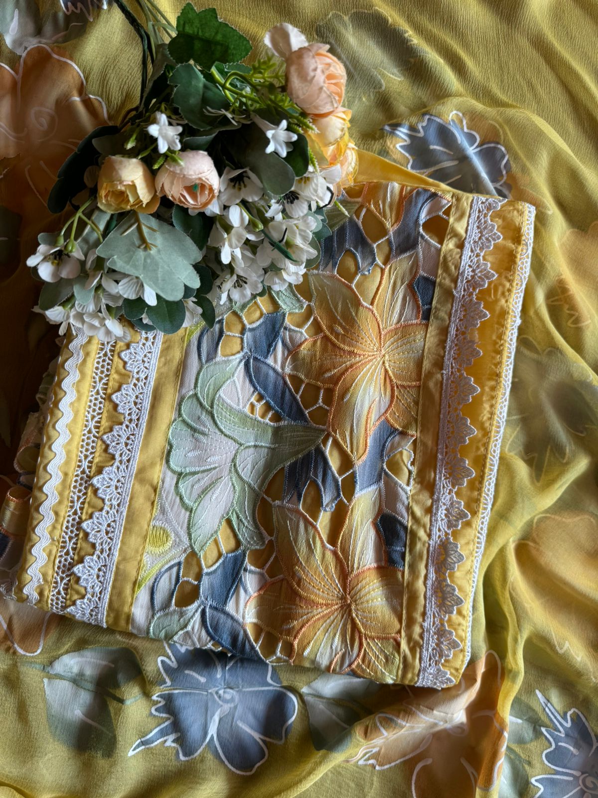 Pure soft organza  unstitched Suit Very nice and summerish concept