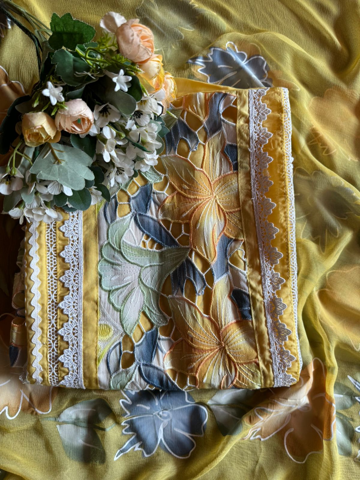 Pure soft organza  unstitched Suit Very nice and summerish concept