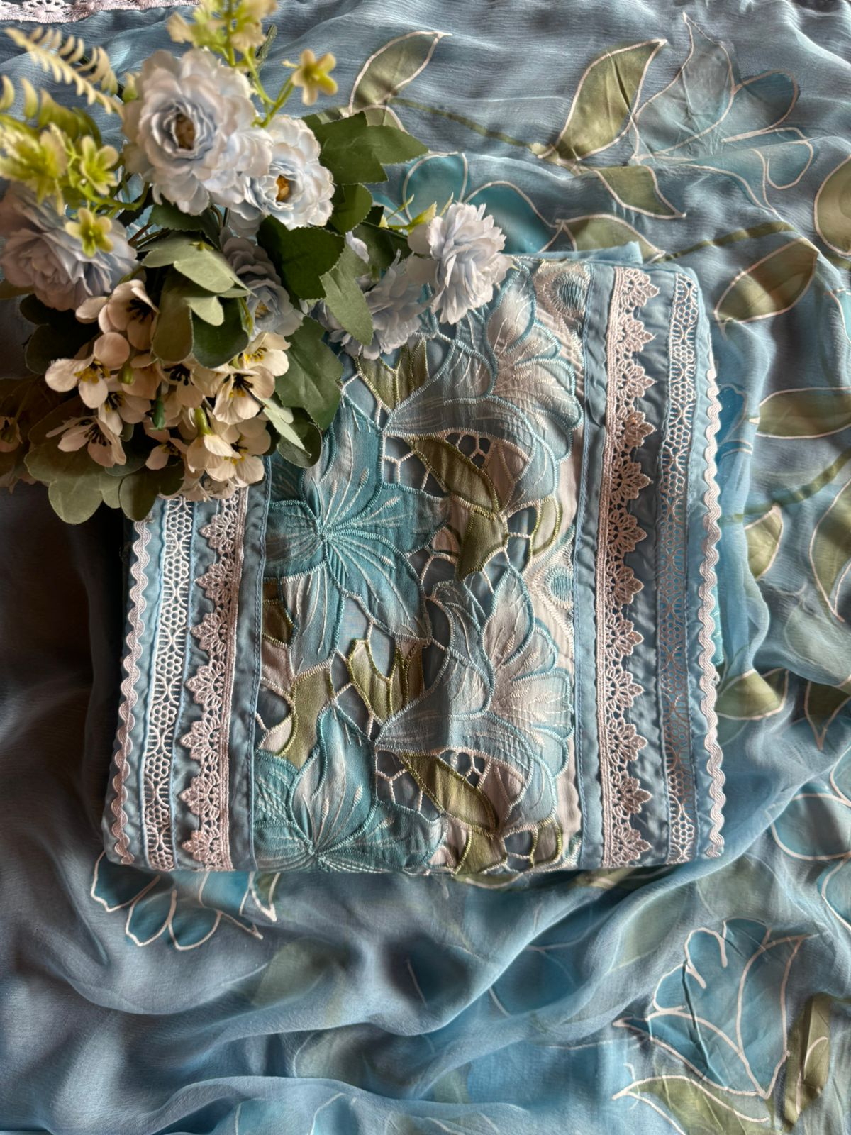 Pure soft organza  unstitched Suit Very nice and summerish concept