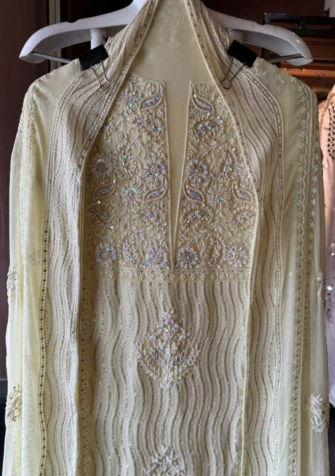 Pure georgette Unstitched shirt with very beautiful and intricate embroidered