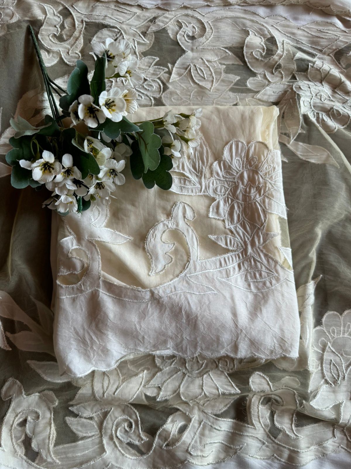 Pure Mul Mul soft cotton muslin unstitched Kurta with Appliqué work