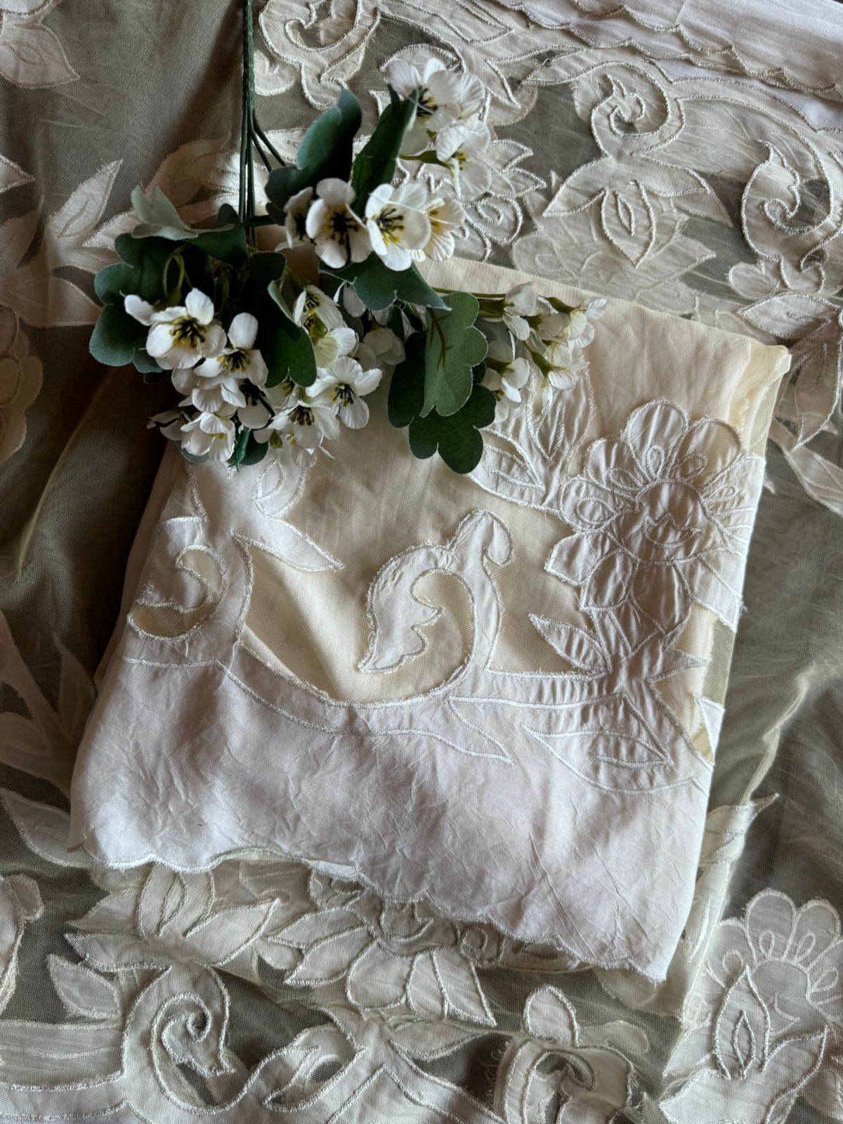 Pure Mul Mul soft cotton muslin unstitched Kurta with Appliqué work