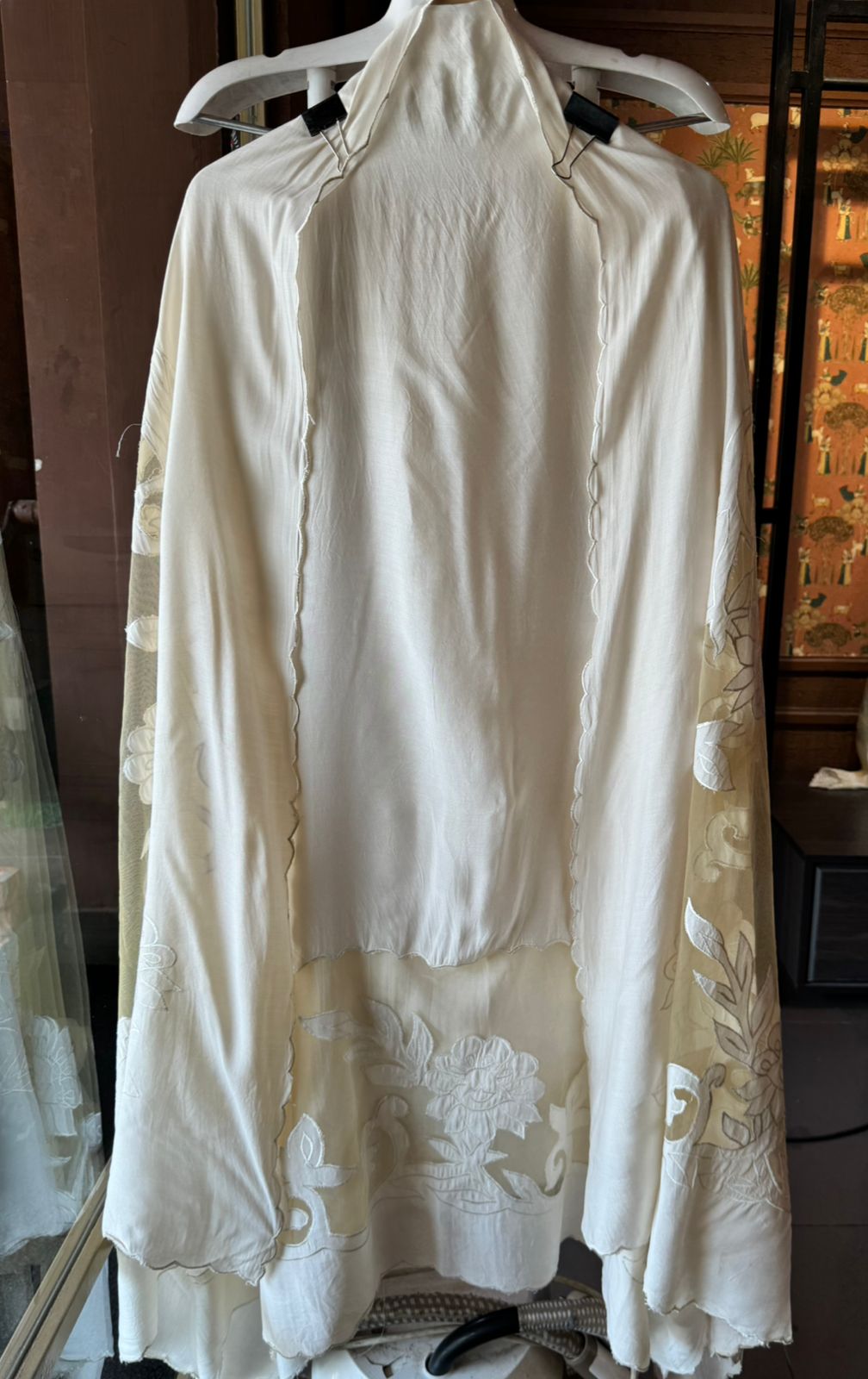 Pure Mul Mul soft cotton muslin unstitched Kurta with Appliqué work