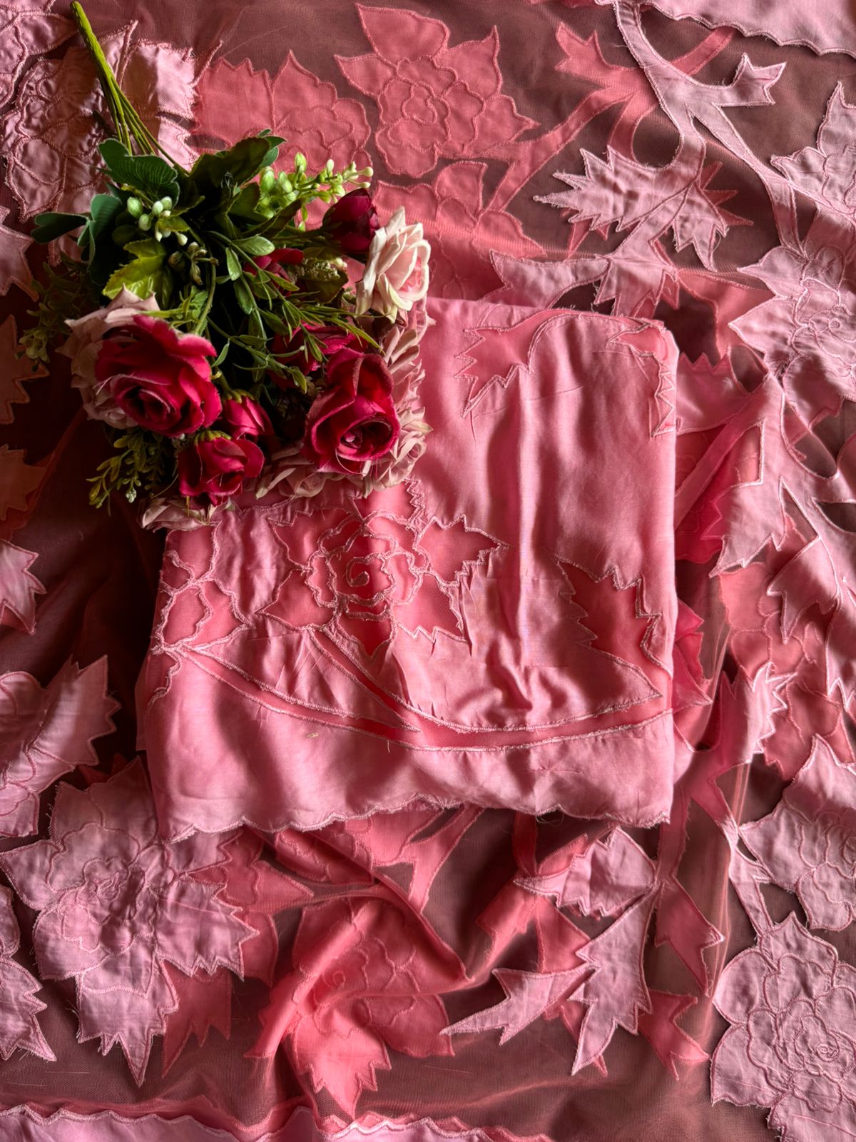 Pure Mul Mul soft cotton muslin unstitched Kurta with Appliqué work