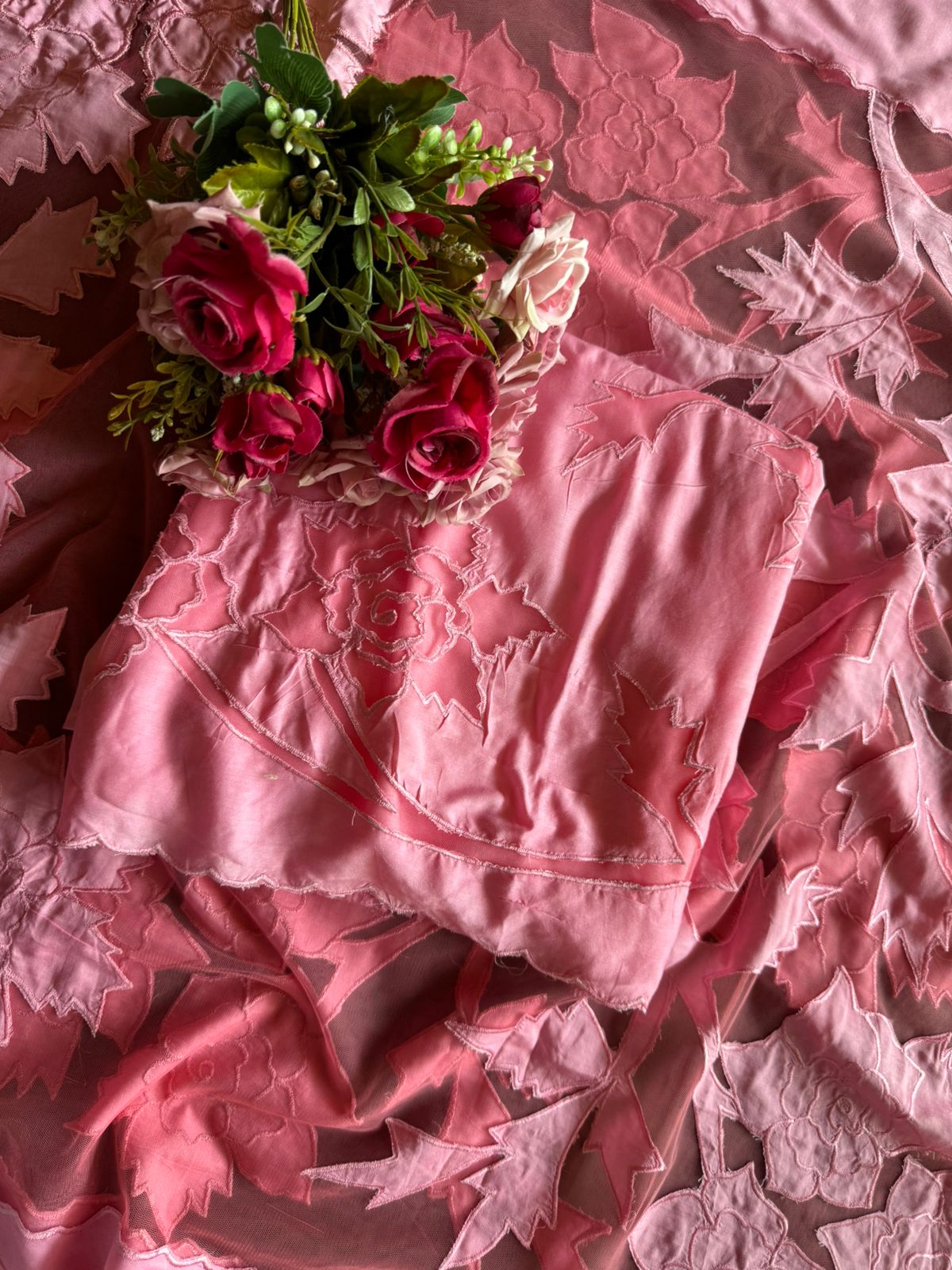 Pure Mul Mul soft cotton muslin unstitched Kurta with Appliqué work