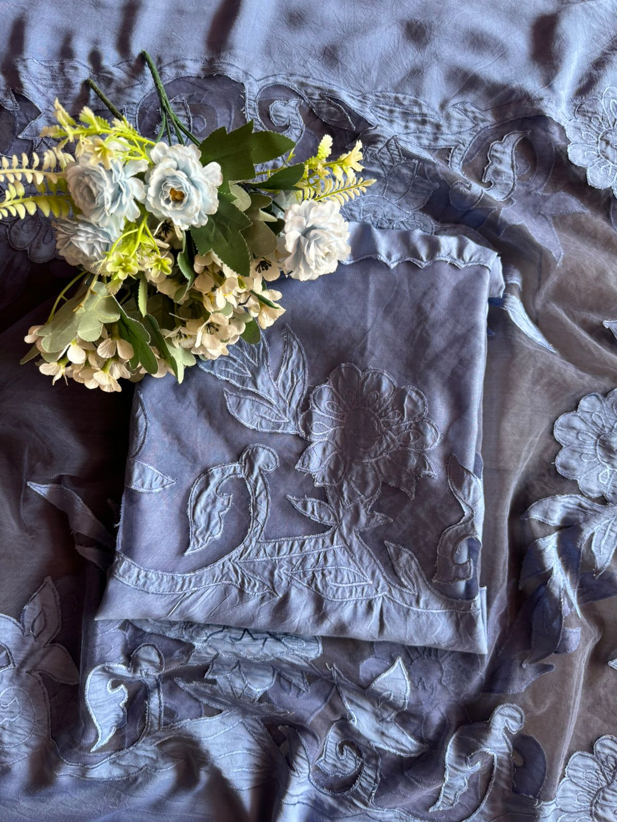 Pure Mul Mul soft cotton muslin unstitched Kurta with Appliqué work