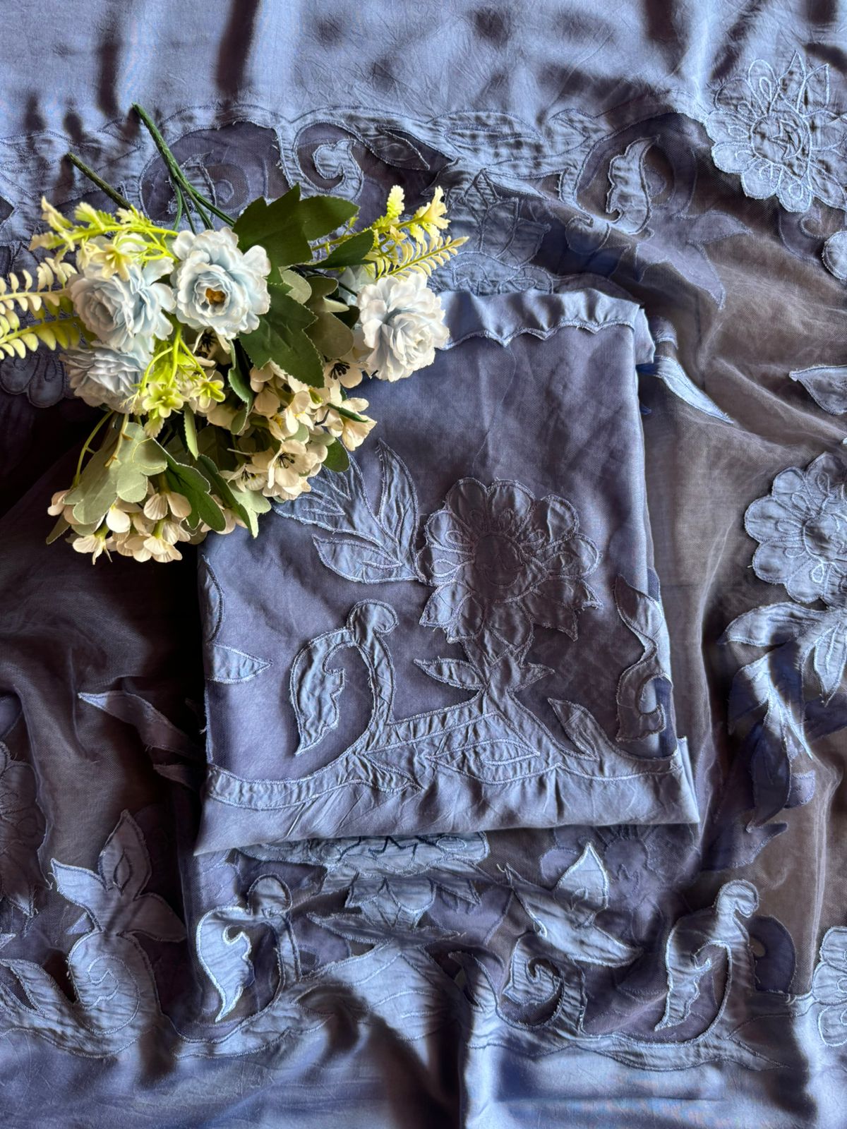 Pure Mul Mul soft cotton muslin unstitched Kurta with Appliqué work