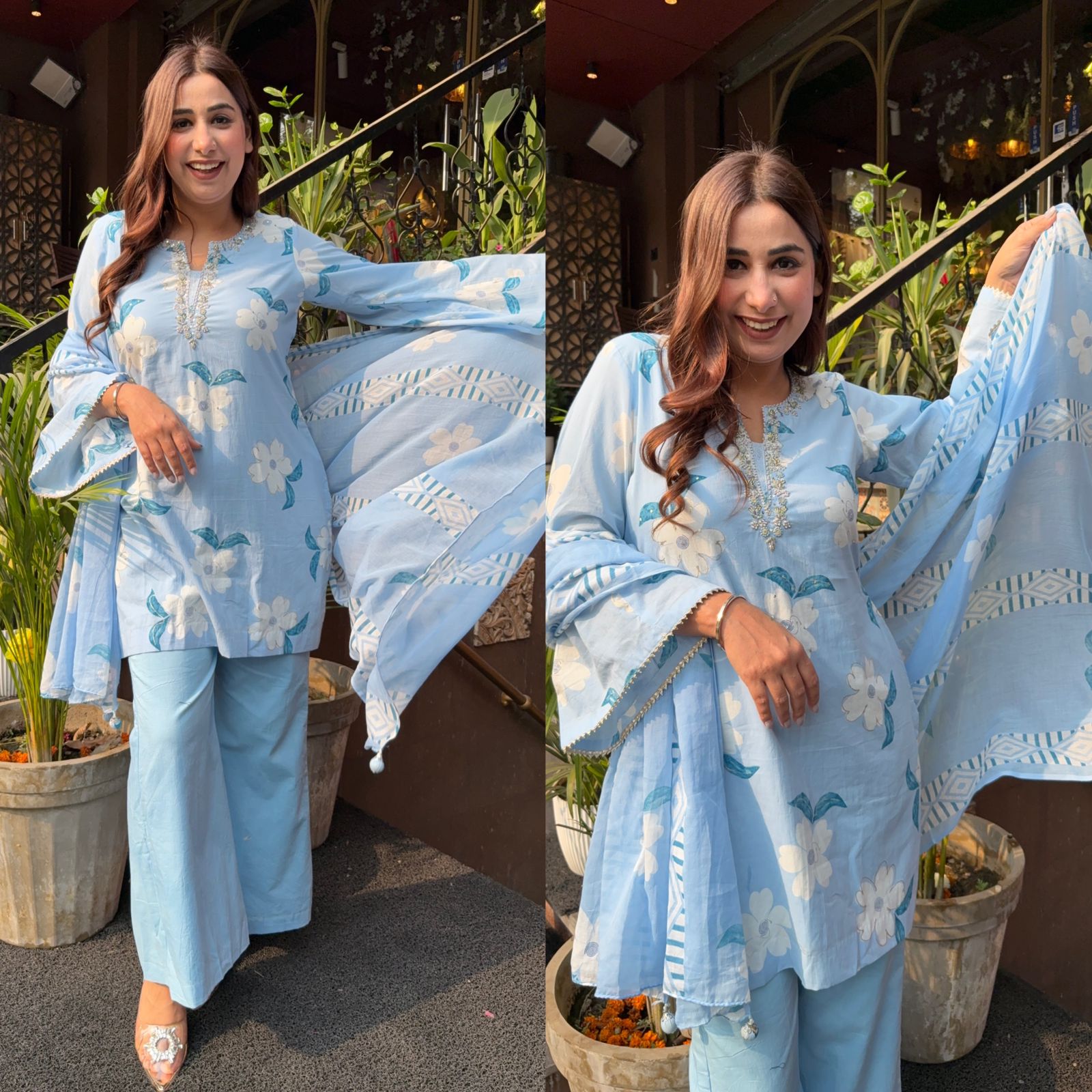 Floral digital printed unstitched cotton Suit