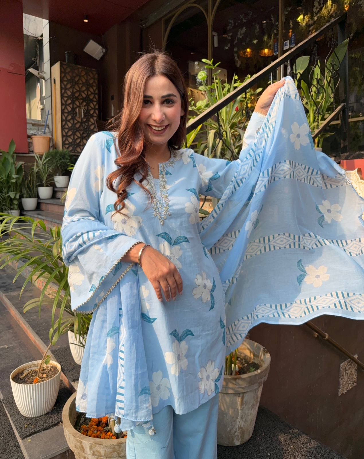 Floral digital printed unstitched cotton Suit