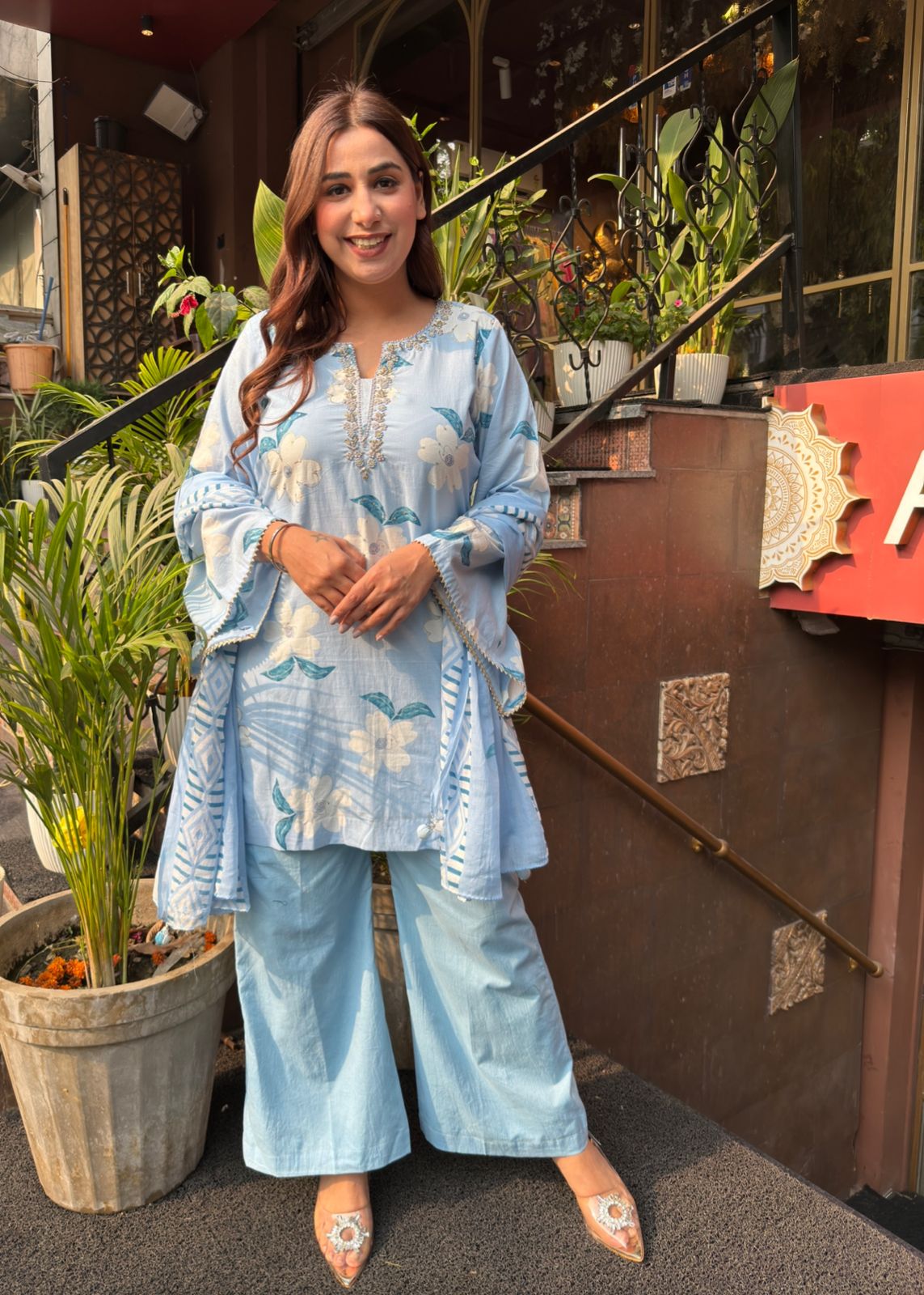 Floral digital printed unstitched cotton Suit