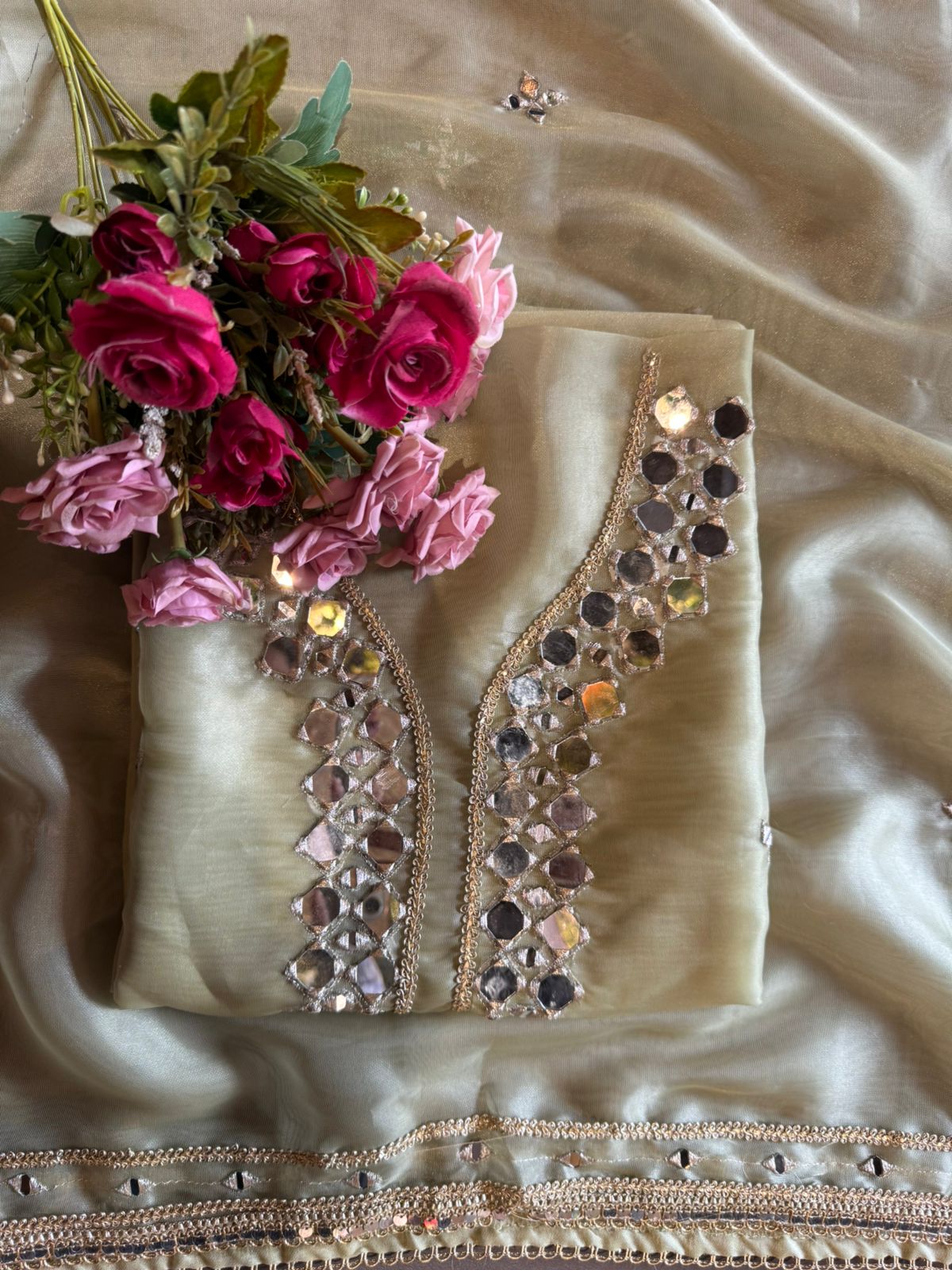 Soft organza unstitched Suits