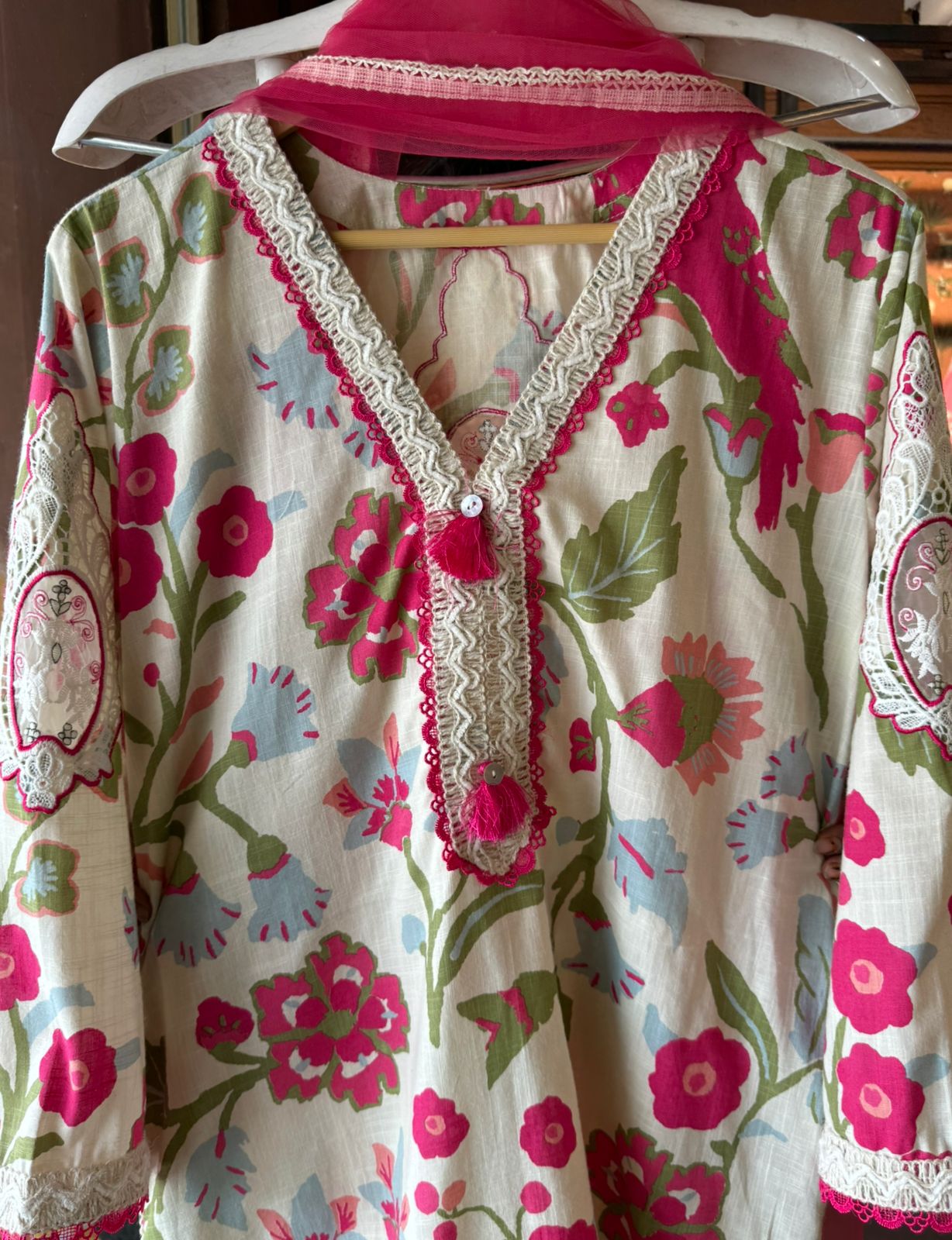 Pure Cotton linen digital printed Stitched Set, Floral digital printing done