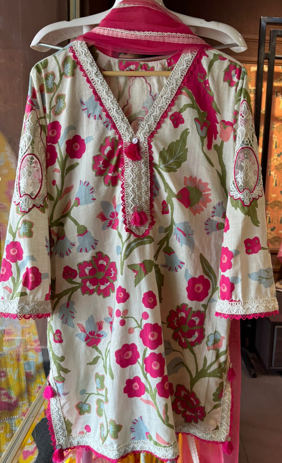 Pure Cotton linen digital printed Stitched Set, Floral digital printing done