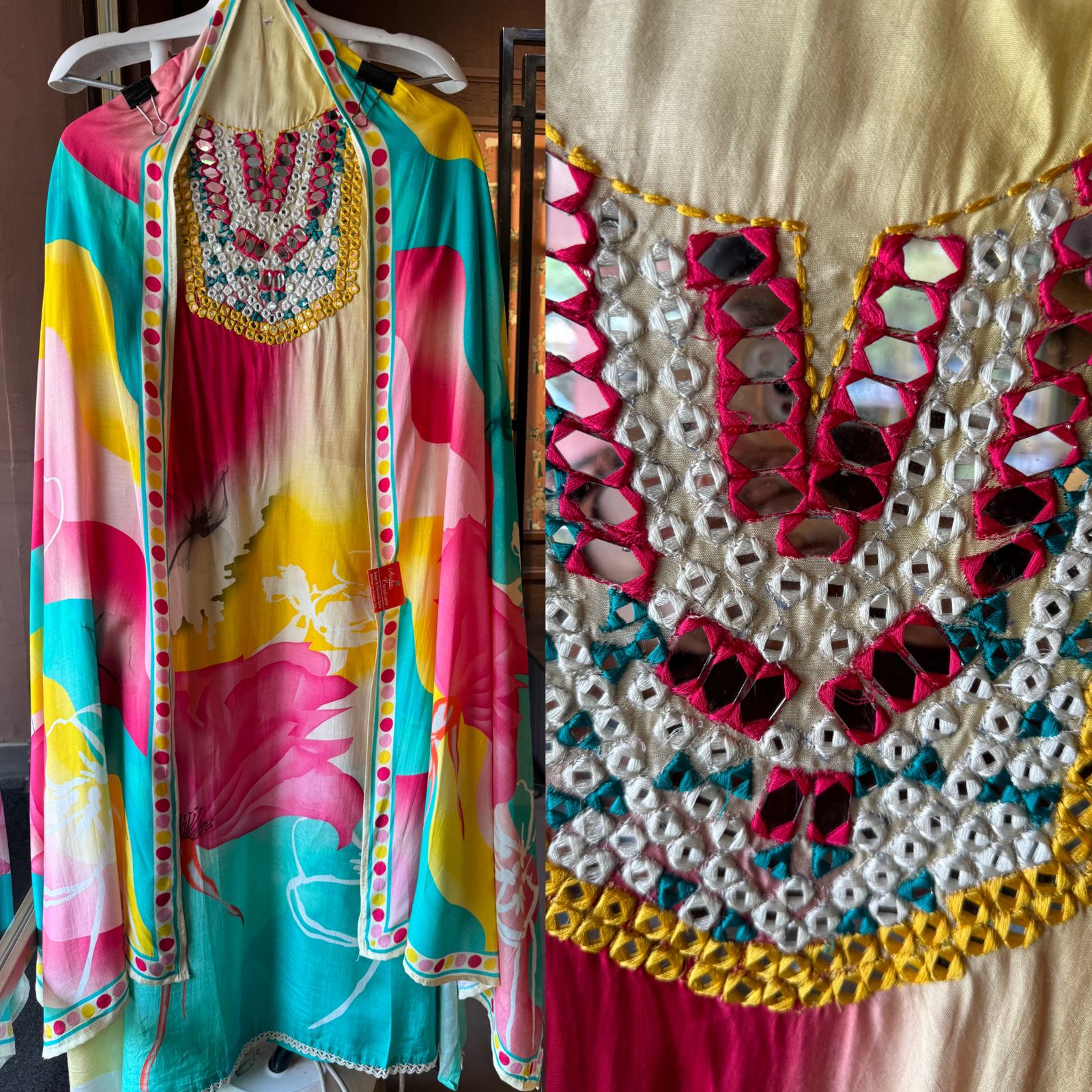 Beautiful Multi coloured Semi stitched puri muslin suit