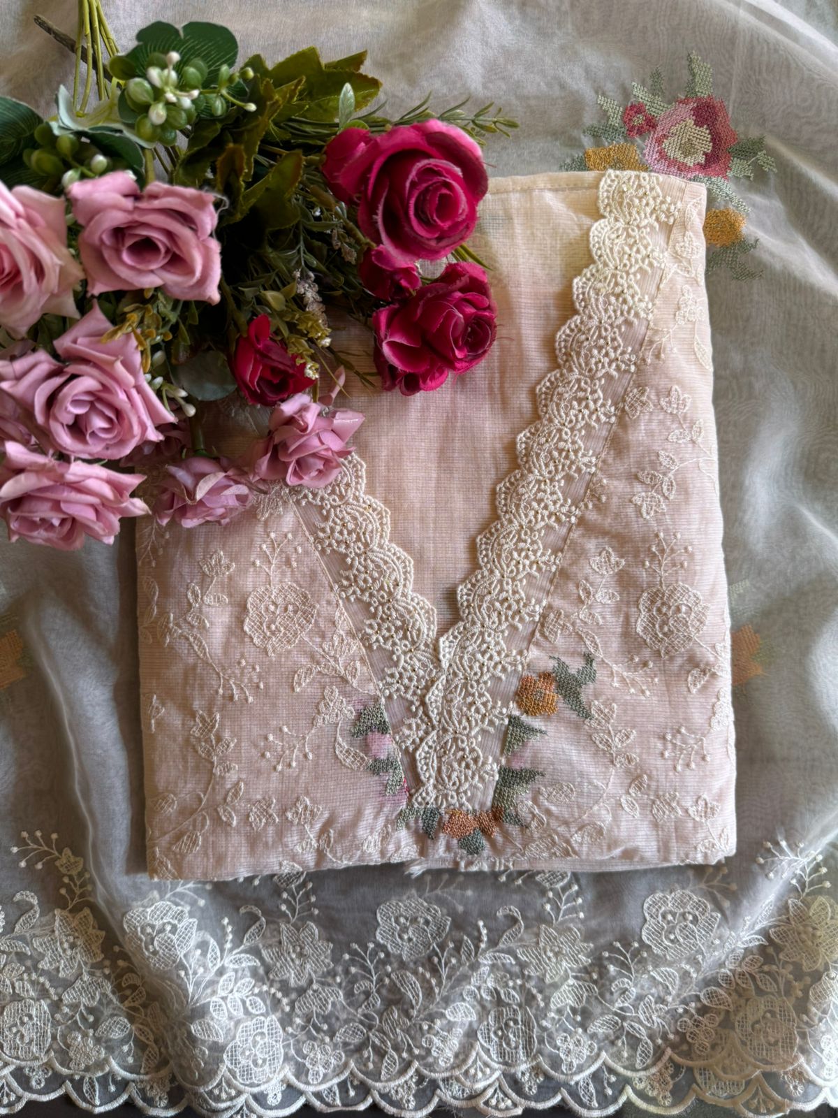 Pure and Soft original Kotta Doria with floral embroidered