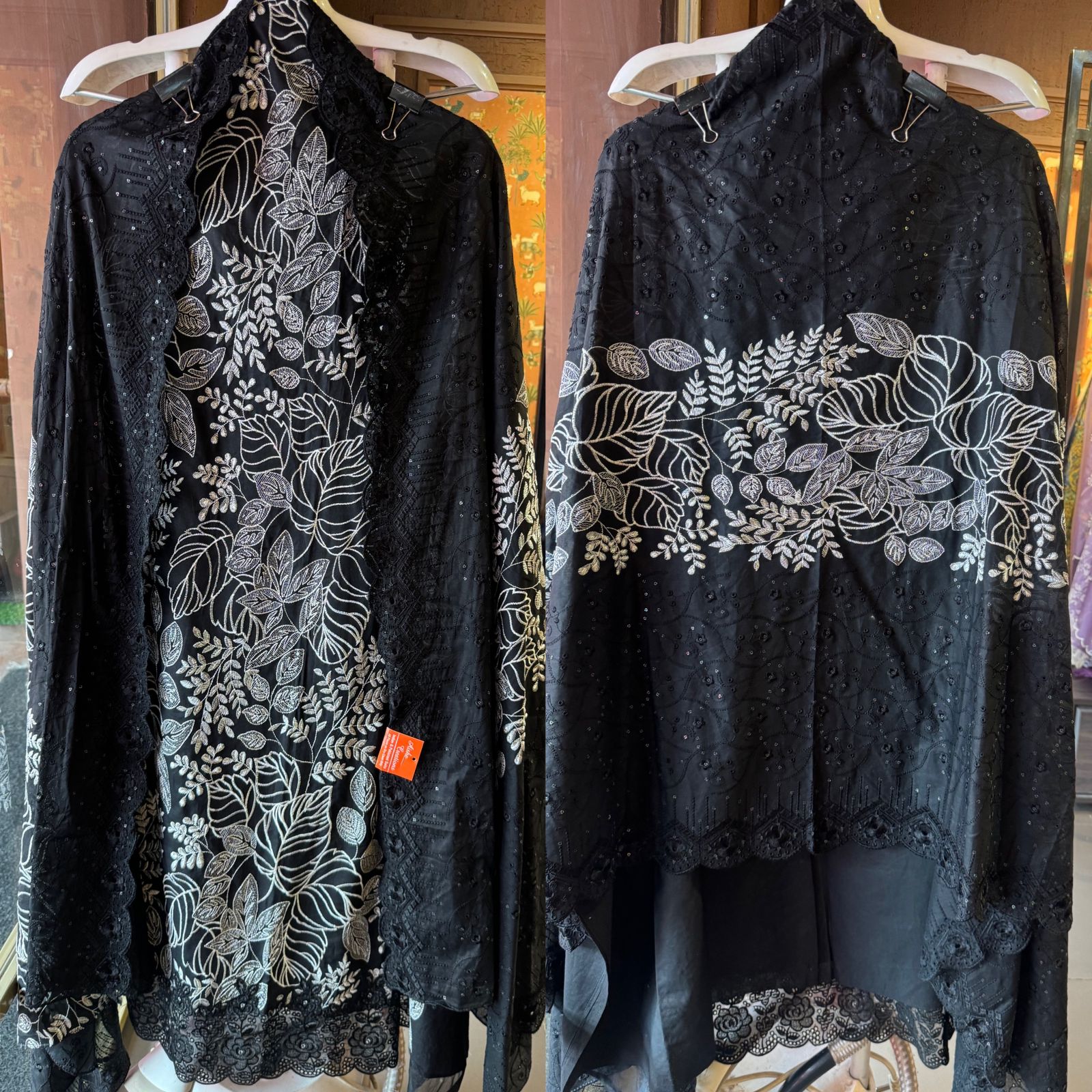 Beautiful pure cotton Suit with heavily thread embroidered jaal