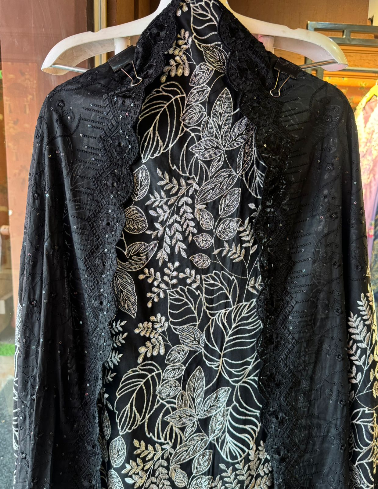 Beautiful pure cotton Suit with heavily thread embroidered jaal