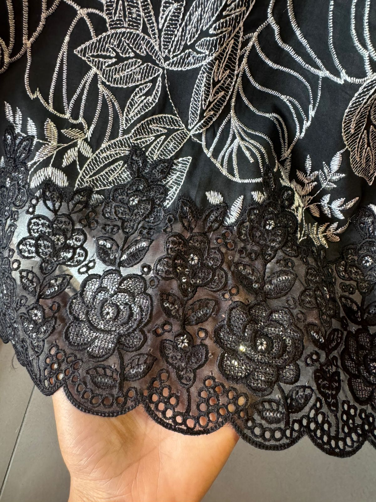 Beautiful pure cotton Suit with heavily thread embroidered jaal