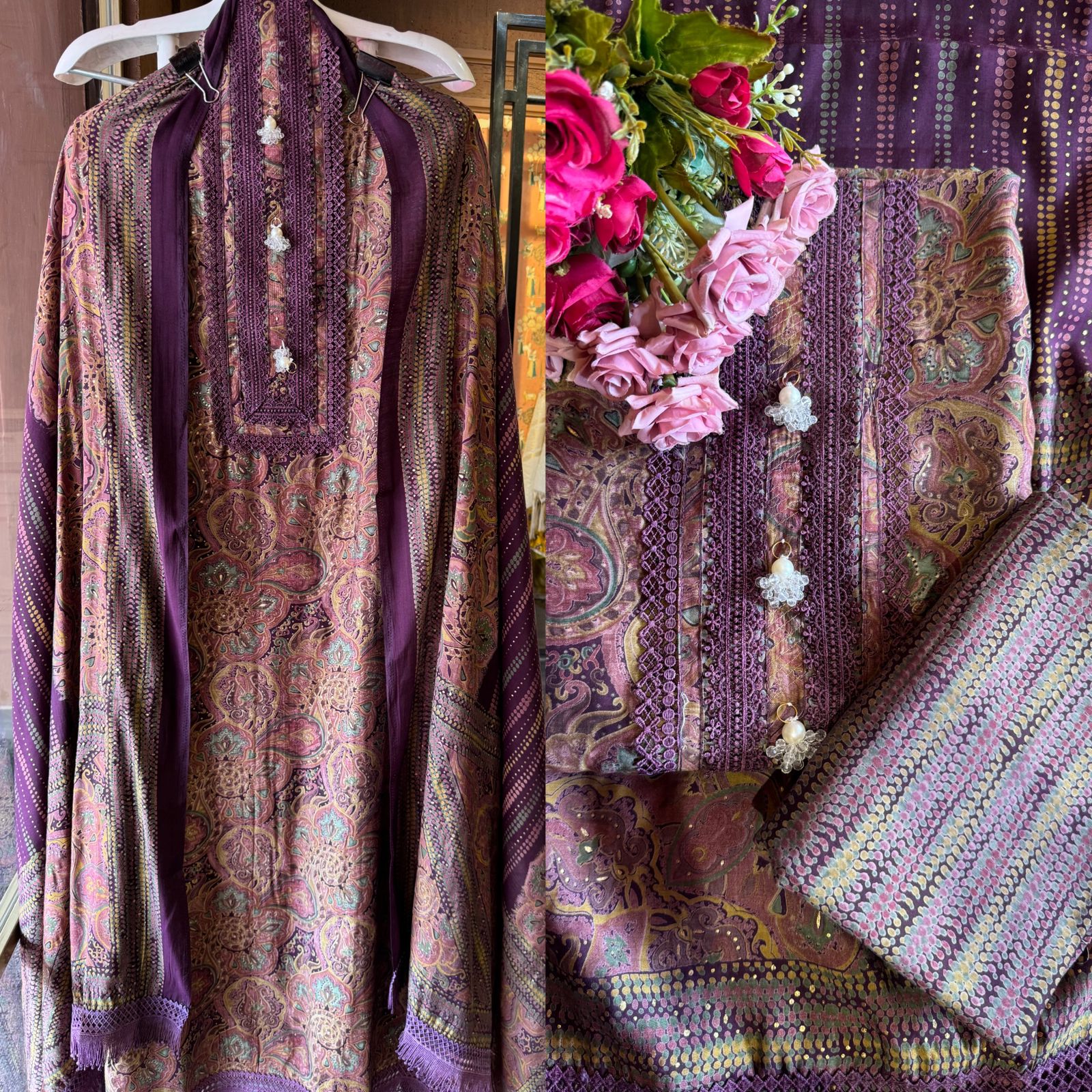 Mul Mul cotton Muslin Unstitched Suit design, Premium quality