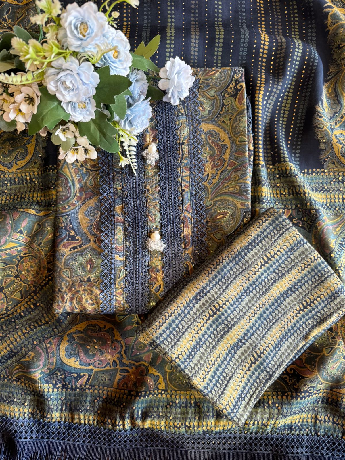 Mul Mul cotton Muslin Unstitched Suit design, Premium quality