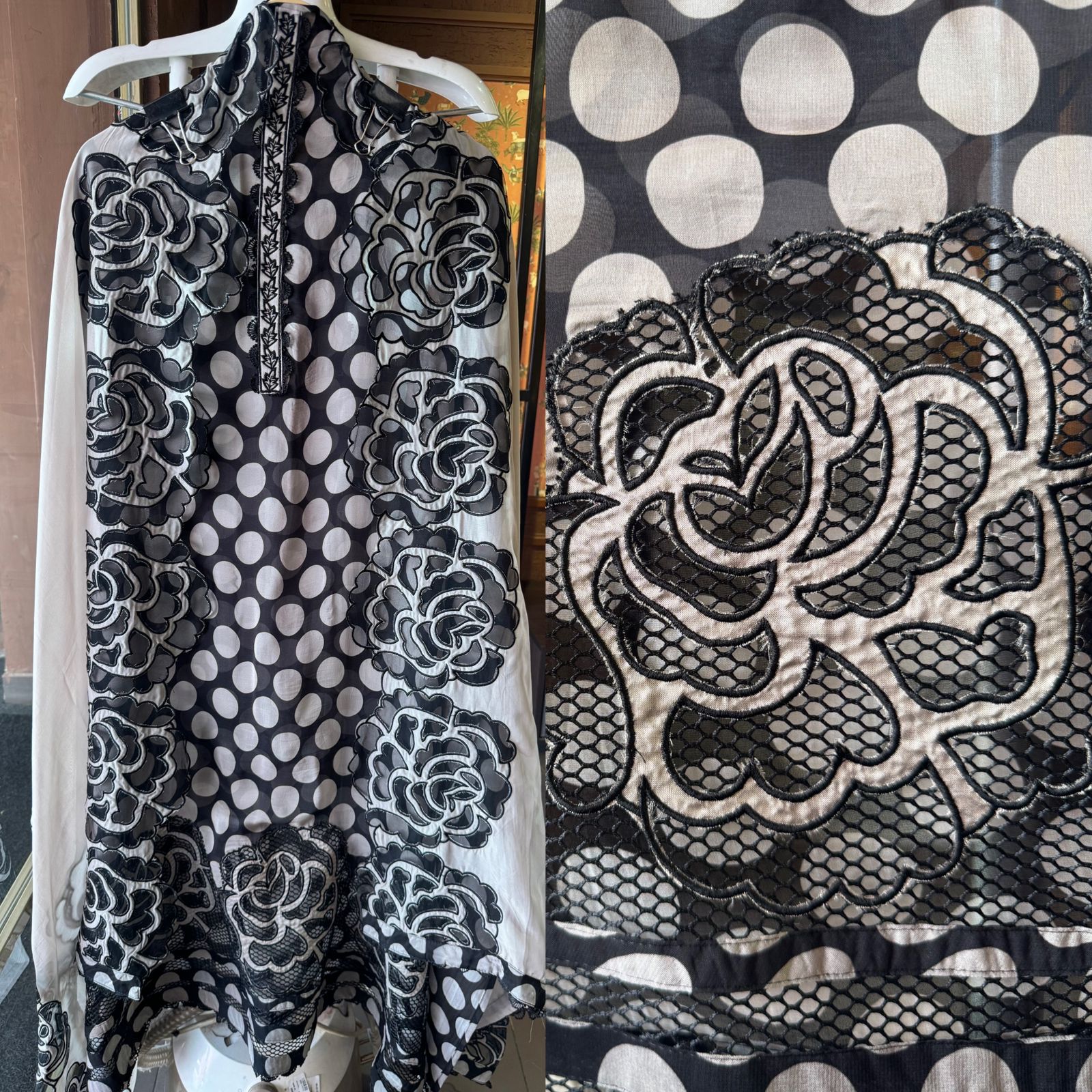 Soft organza Unstitched shirt design With neck Patti design