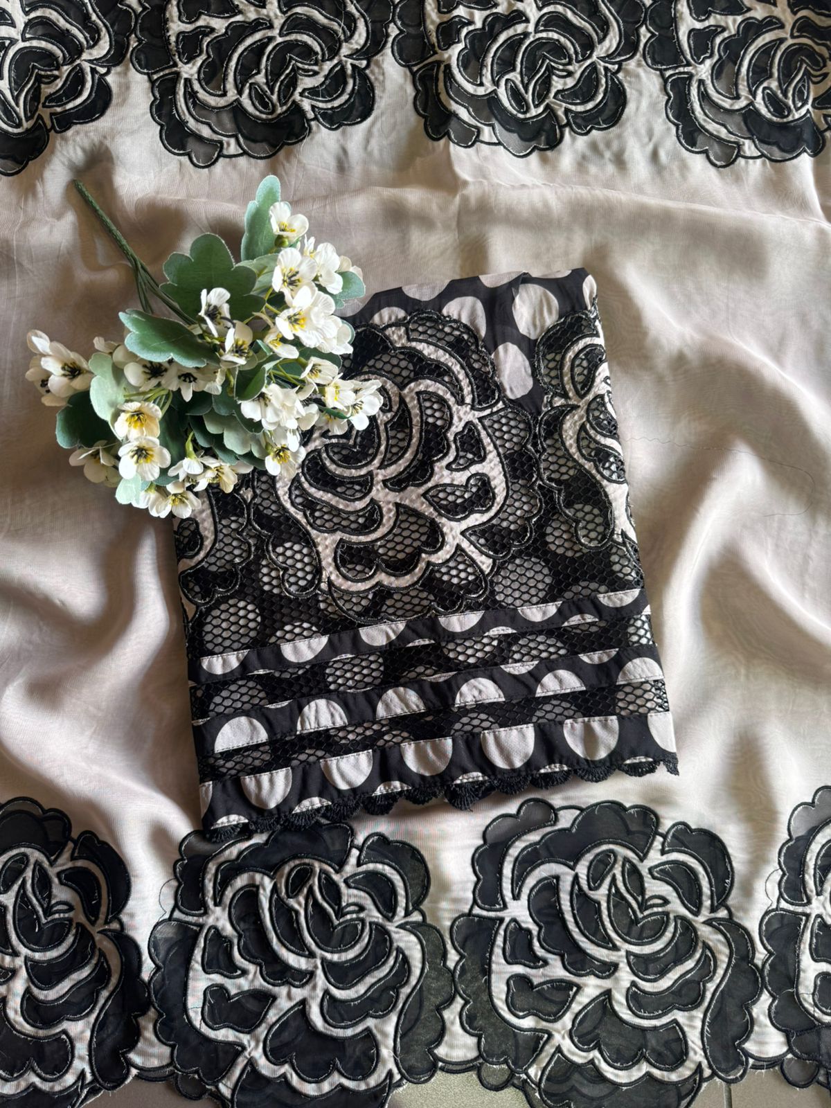 Soft organza Unstitched shirt design With neck Patti design