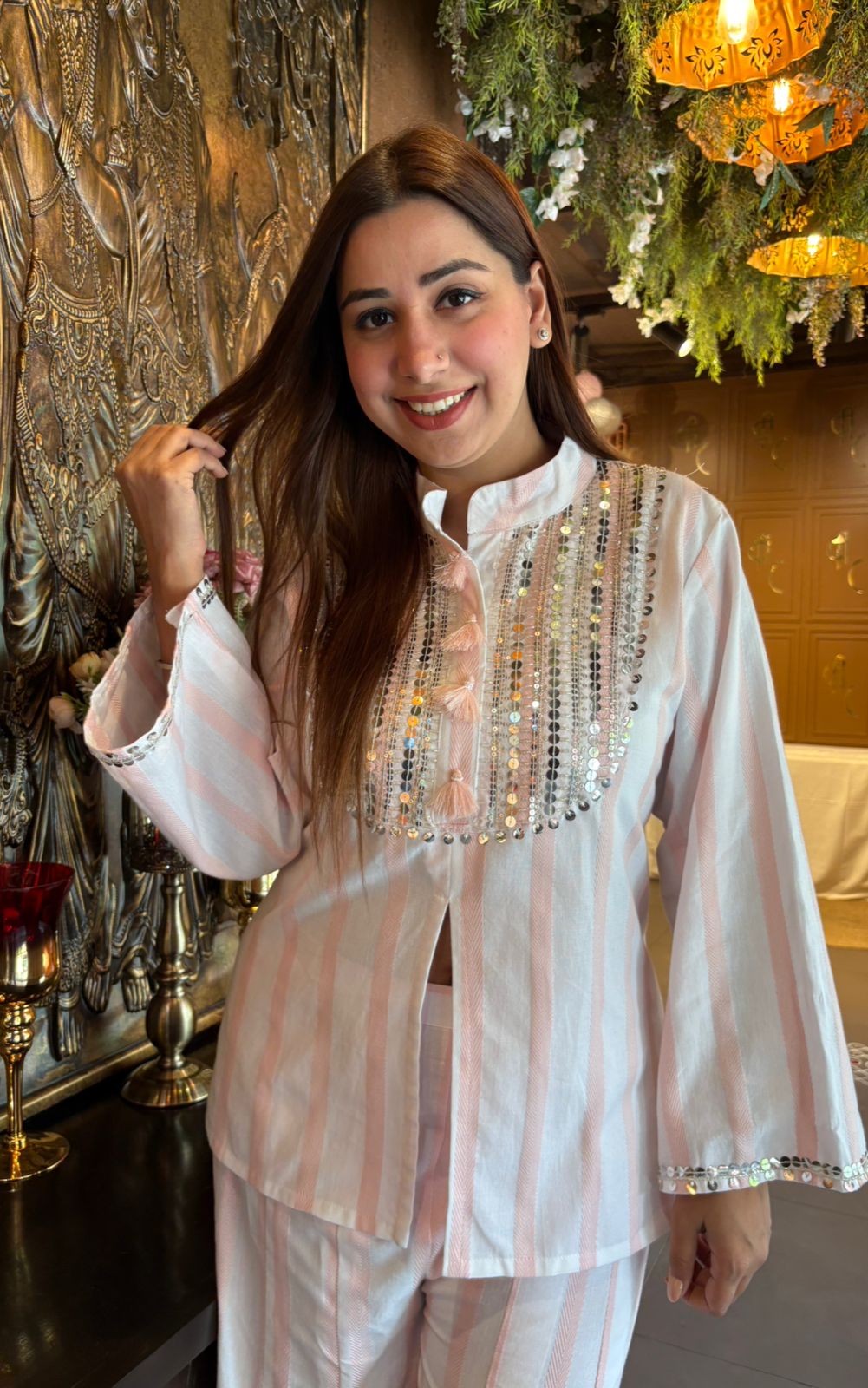 Pure Cotton Weaved Stitched coord set