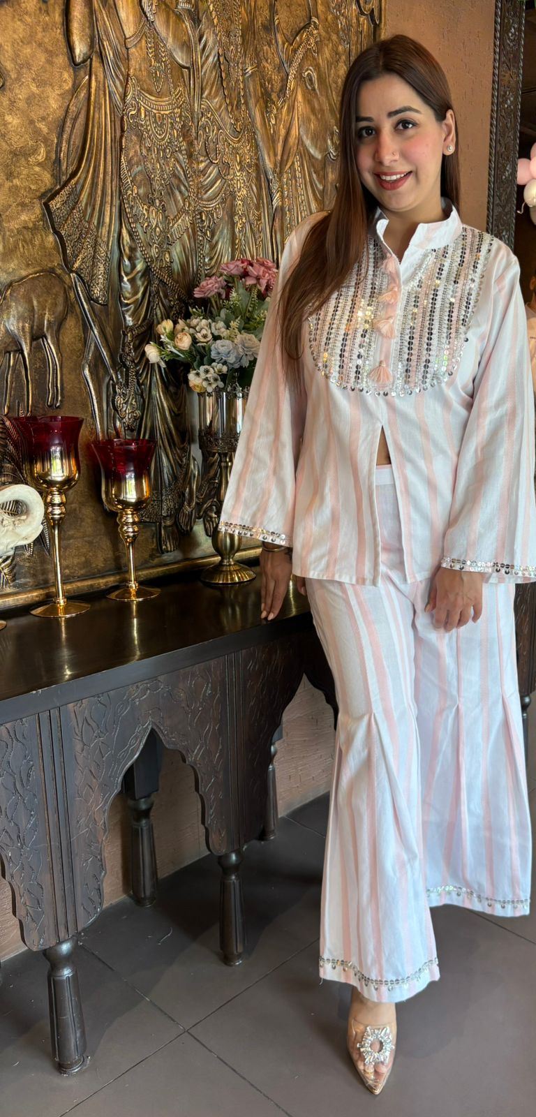 Pure Cotton Weaved Stitched coord set