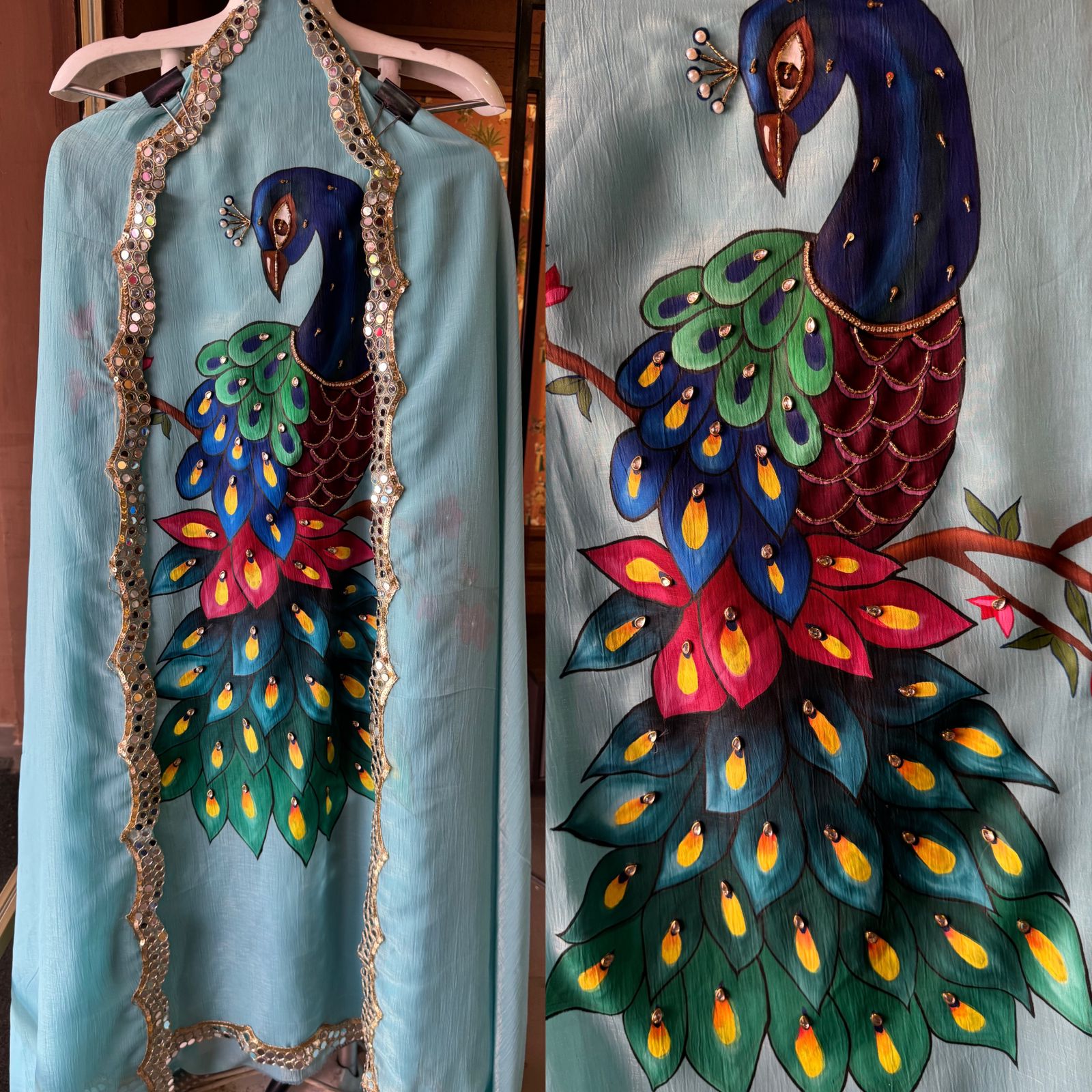 The image shows a beautifully detailed and elegant ethnic outfit