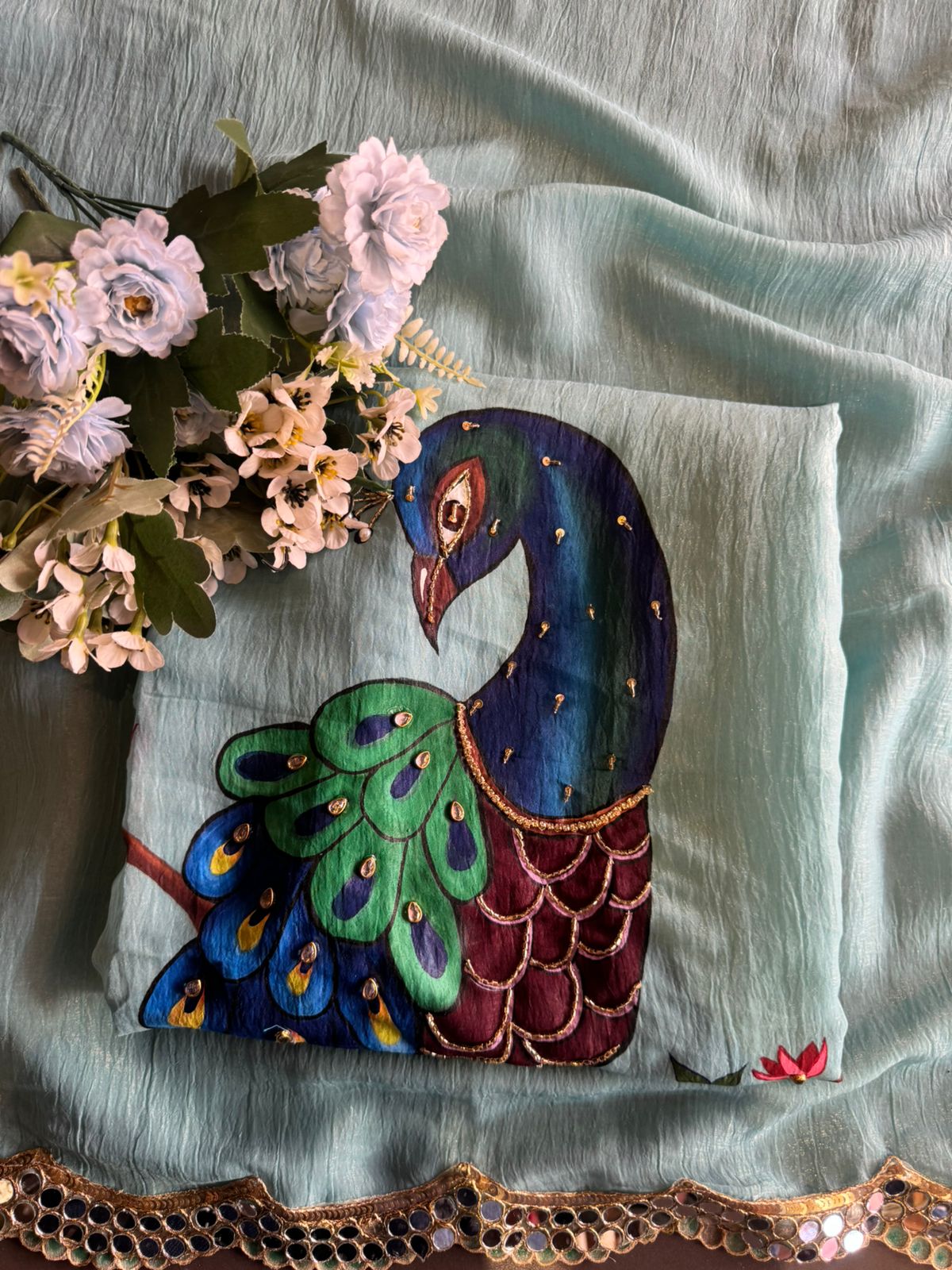 The image shows a beautifully detailed and elegant ethnic outfit