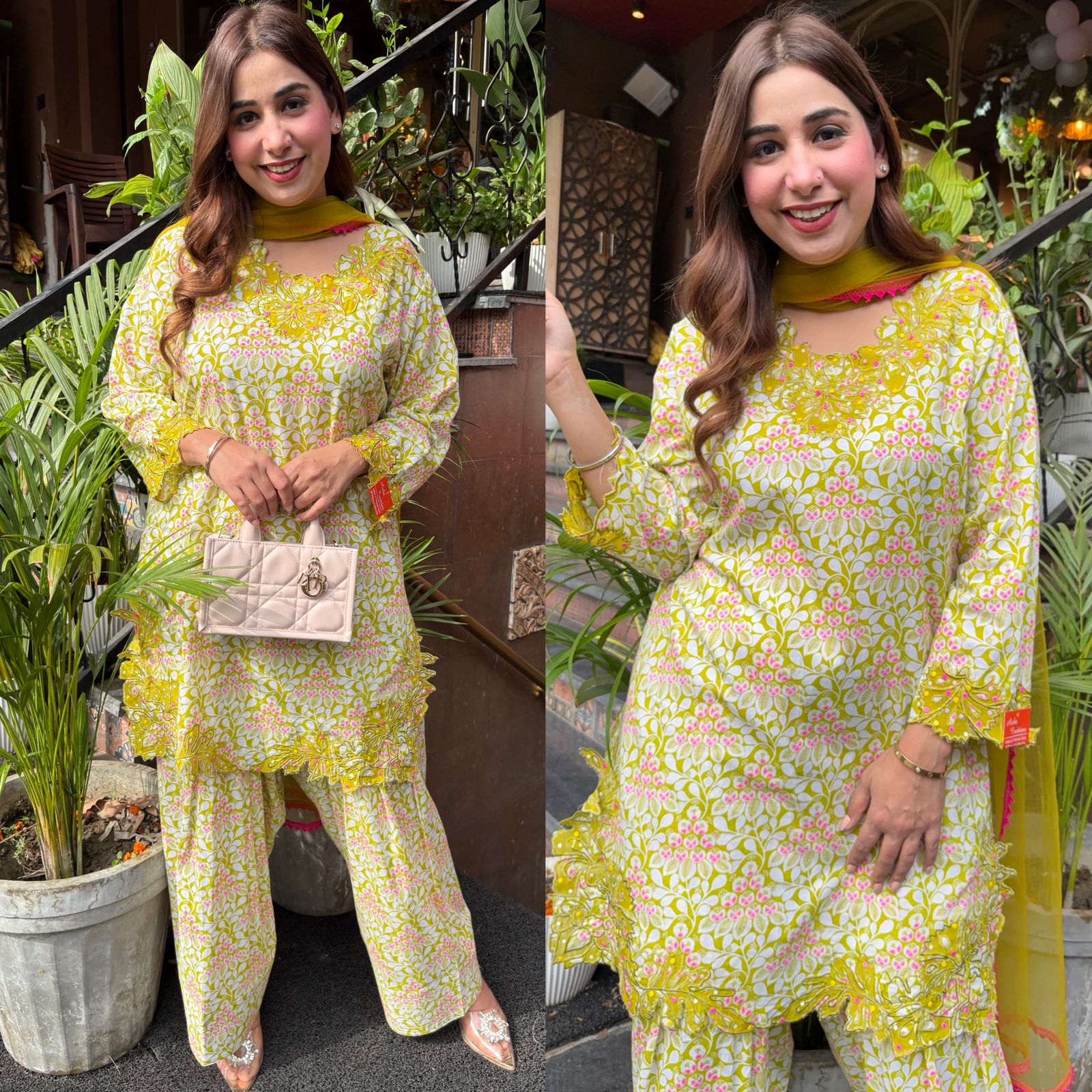 The outfit in the image appears to be made from a lightweight, breathable fabric