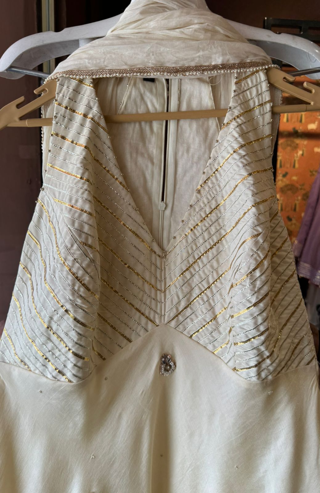 Beautiful Gotta embellished Cotton tissue short Anarkali set