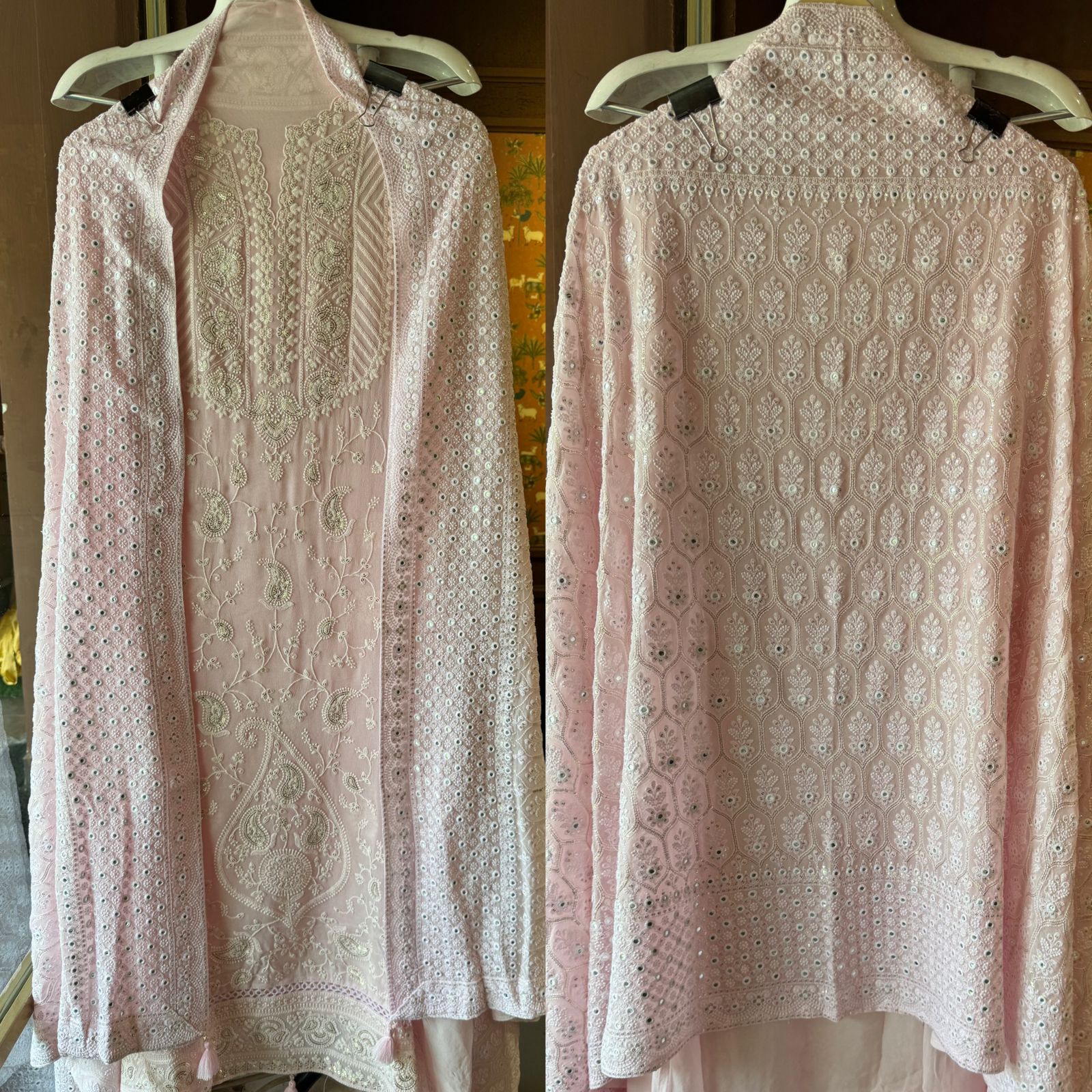 Pure Georgette Unstitched Shirt  with Lakhanvi Thread embroidered front