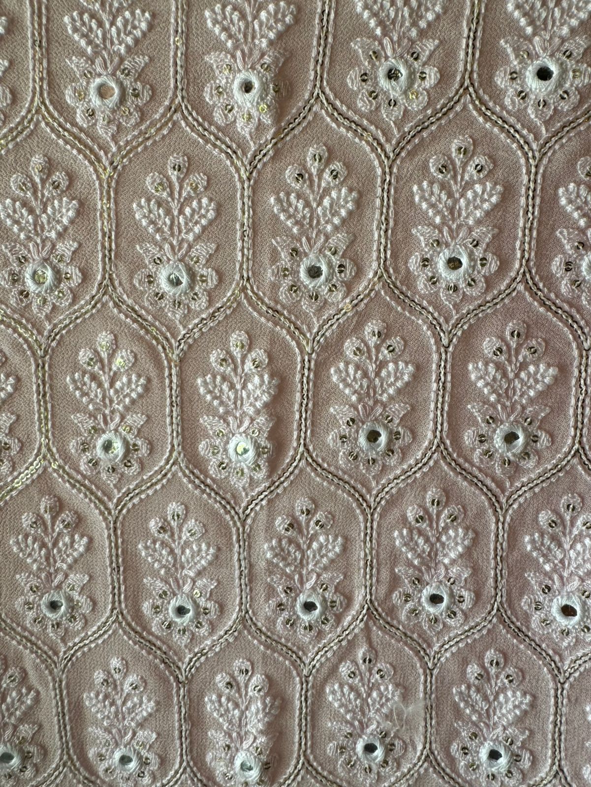 Pure Georgette Unstitched Shirt  with Lakhanvi Thread embroidered front