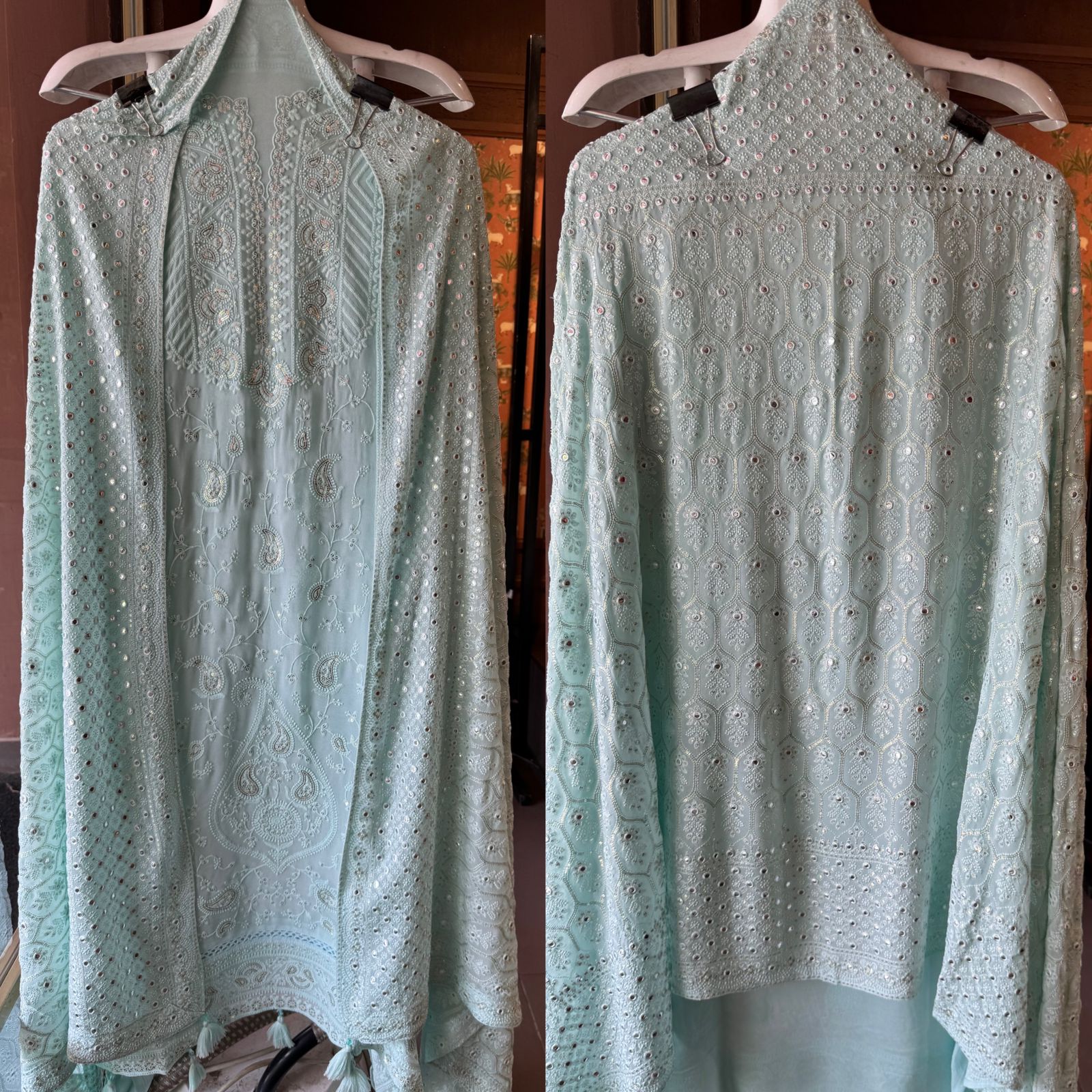 Pure Georgette Unstitched Shirt  with Lakhanvi Thread embroidered front