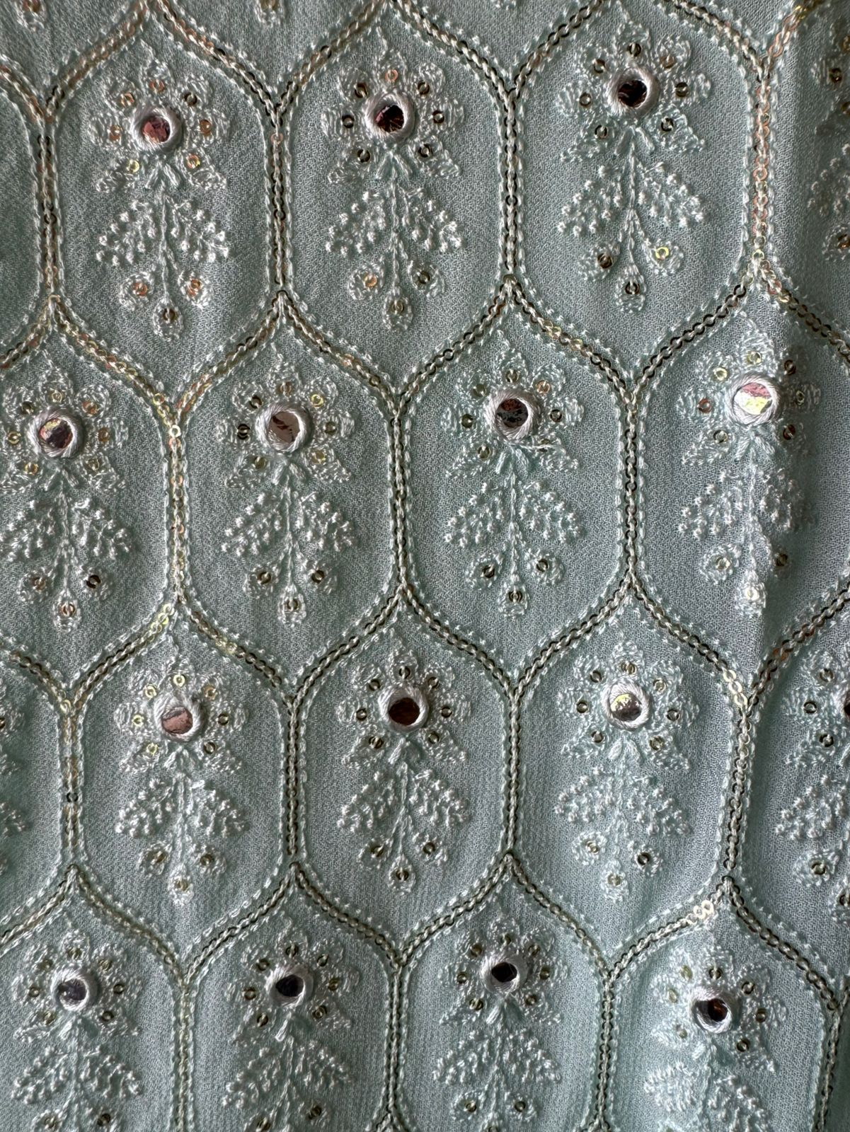 Pure Georgette Unstitched Shirt  with Lakhanvi Thread embroidered front