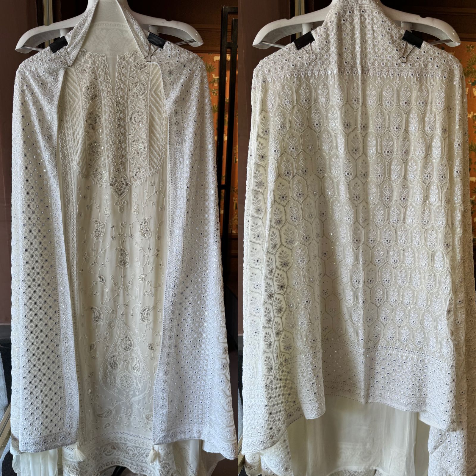 Pure Georgette Unstitched Shirt  with Lakhanvi Thread embroidered front