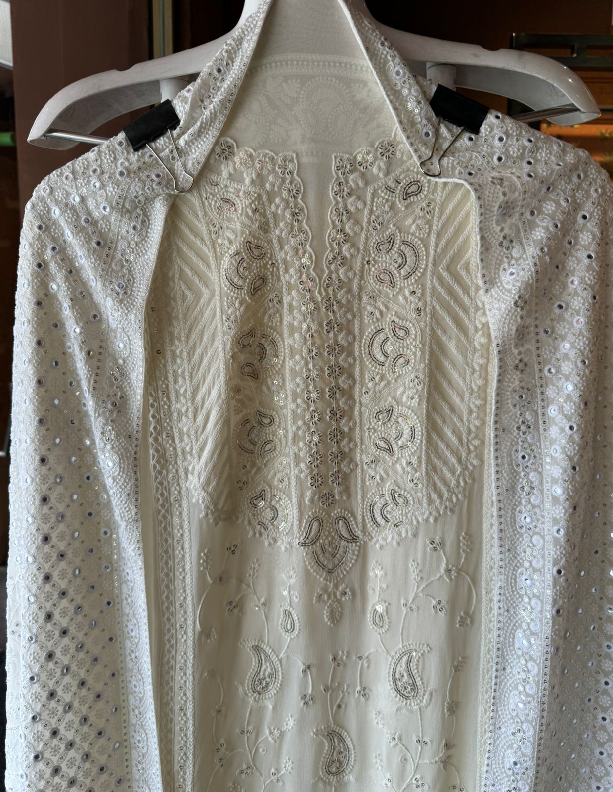 Pure Georgette Unstitched Shirt  with Lakhanvi Thread embroidered front