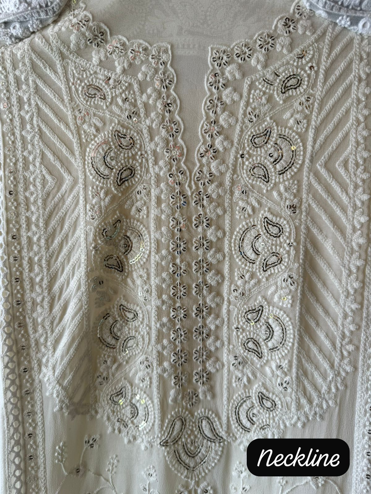 Pure Georgette Unstitched Shirt  with Lakhanvi Thread embroidered front