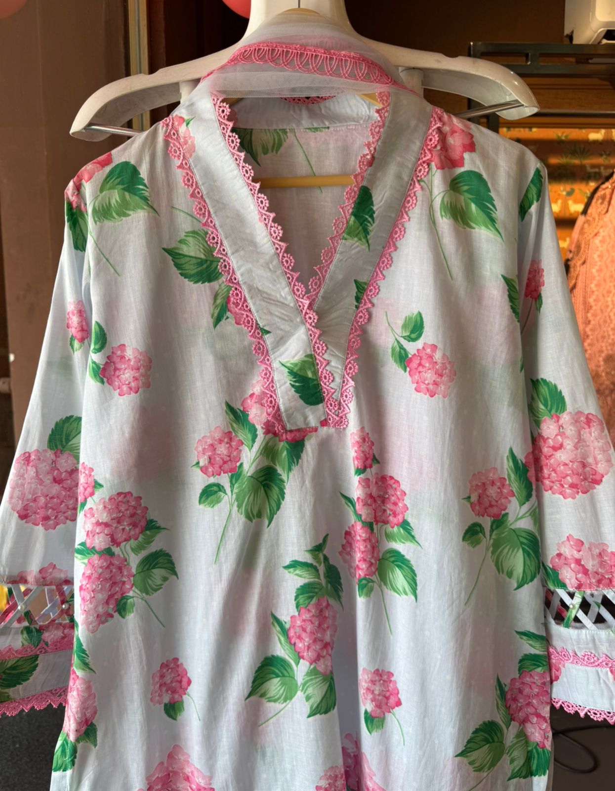 Pure cotton Stitched Suit set with Multi coloured floral digital printing