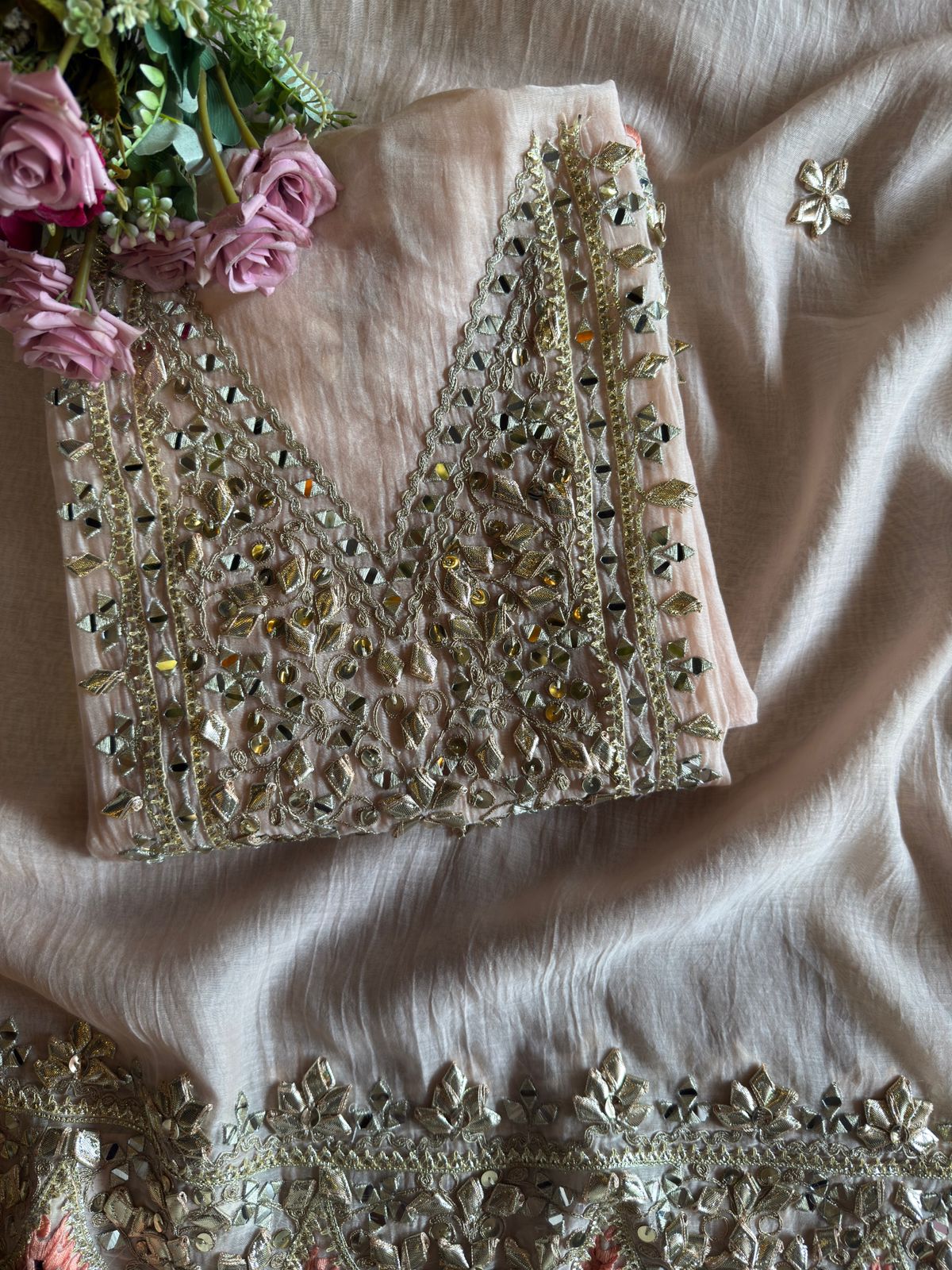 FIRST TIME GOTTA PATTI ON MUL COTTON CHANDERI EXCLUSIVELY AVAILABLE AT AISHACREATIONS