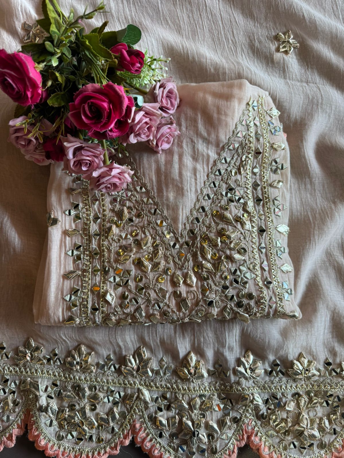 FIRST TIME GOTTA PATTI ON MUL COTTON CHANDERI EXCLUSIVELY AVAILABLE AT AISHACREATIONS