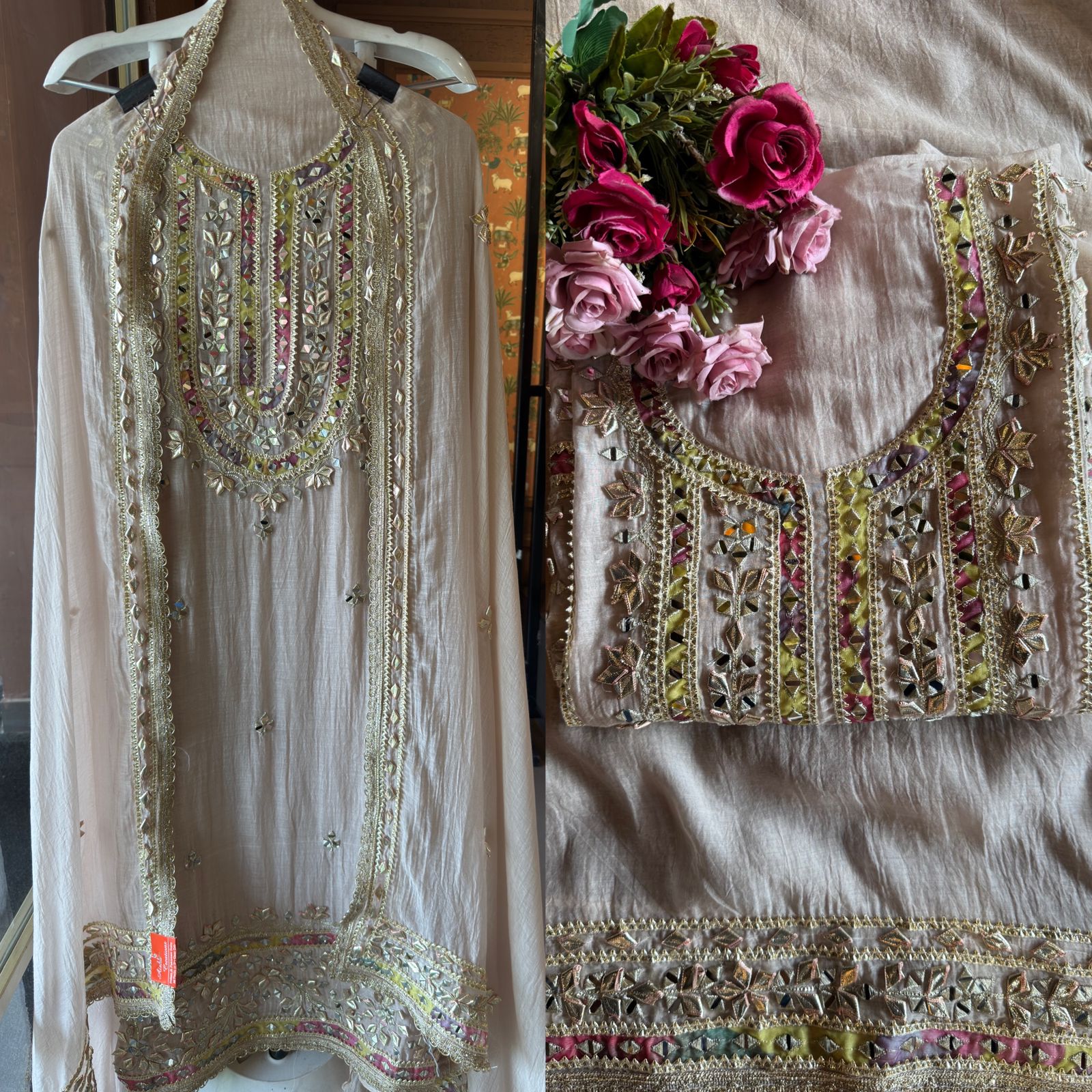 FIRST TIME GOTTA PATTI ON MUL COTTON CHANDERI EXCLUSIVELY AVAILABLE AT AISHACREATIONS