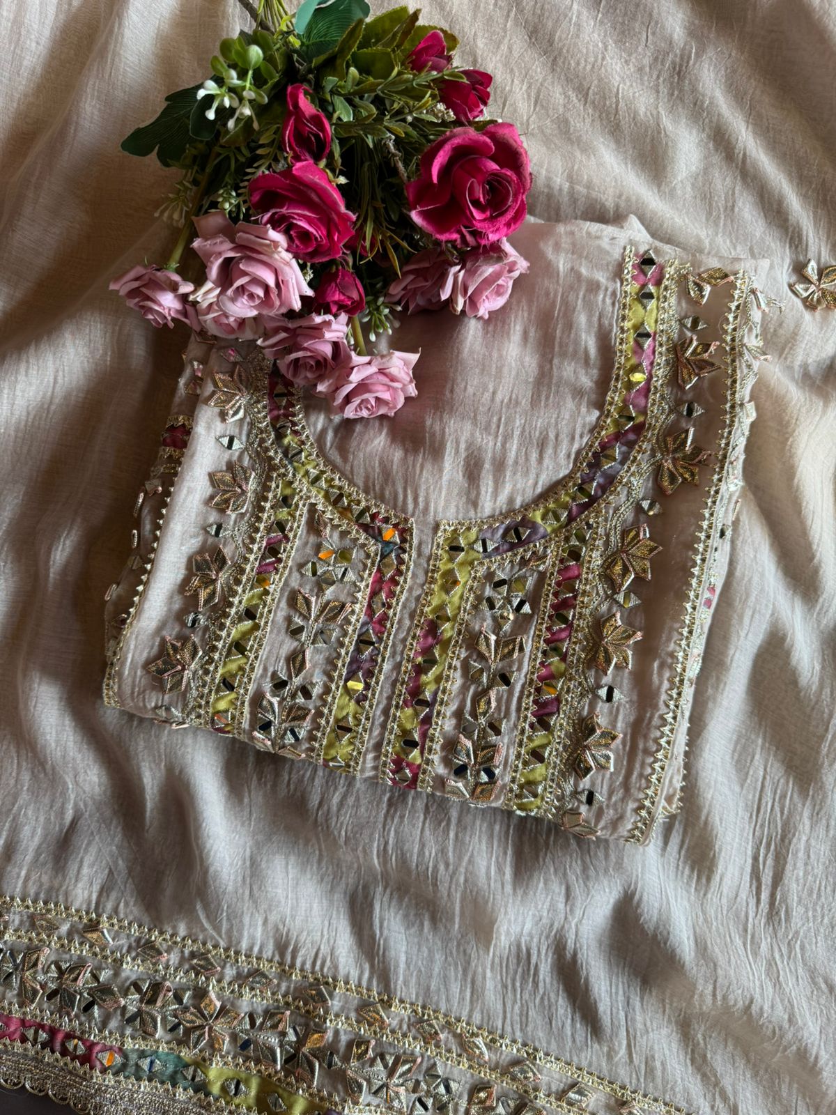 FIRST TIME GOTTA PATTI ON MUL COTTON CHANDERI EXCLUSIVELY AVAILABLE AT AISHACREATIONS